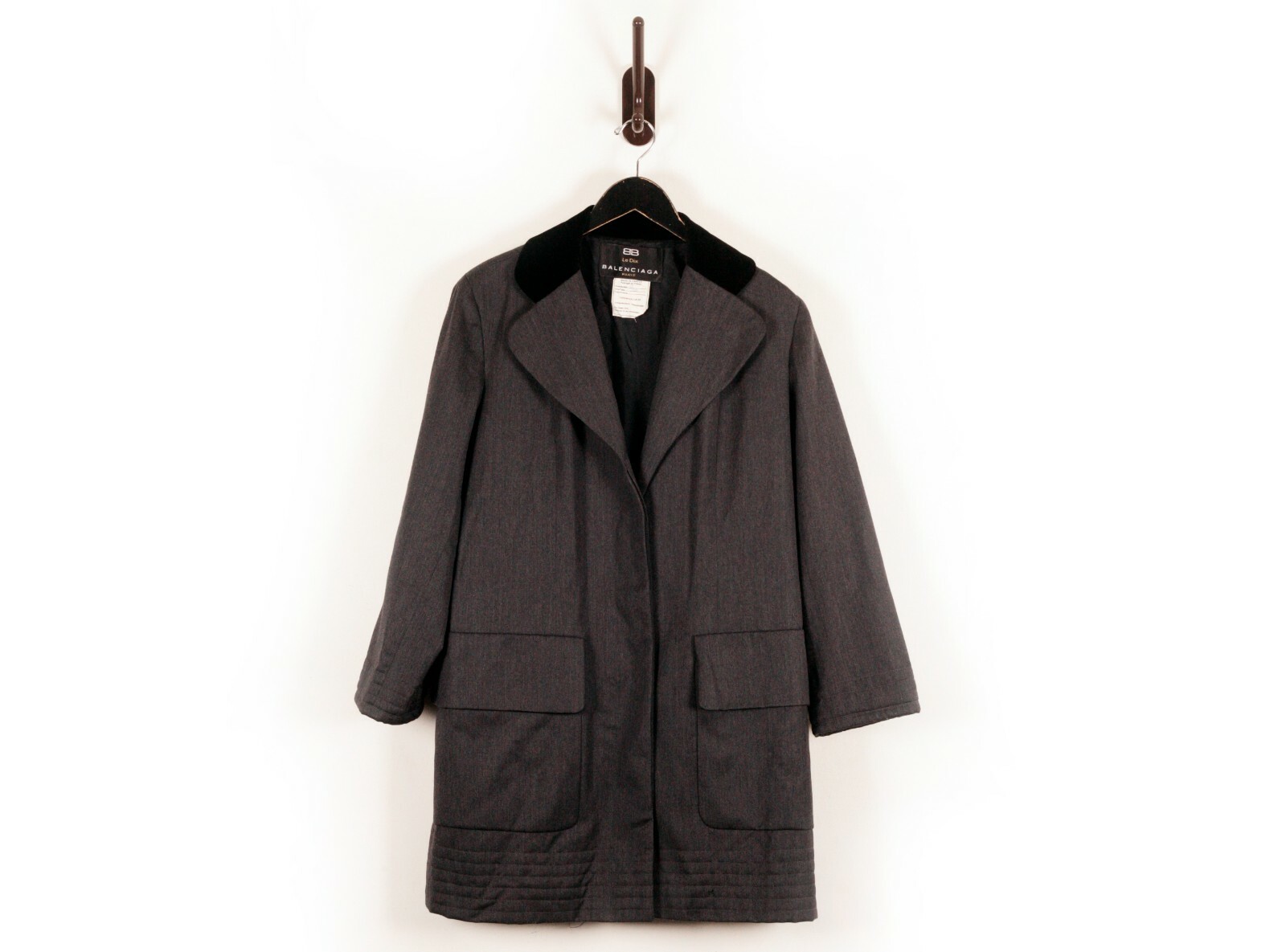 Balenciaga Dark Gray Opera Style Wool France Coat 50 Le Dix Paris Vintage