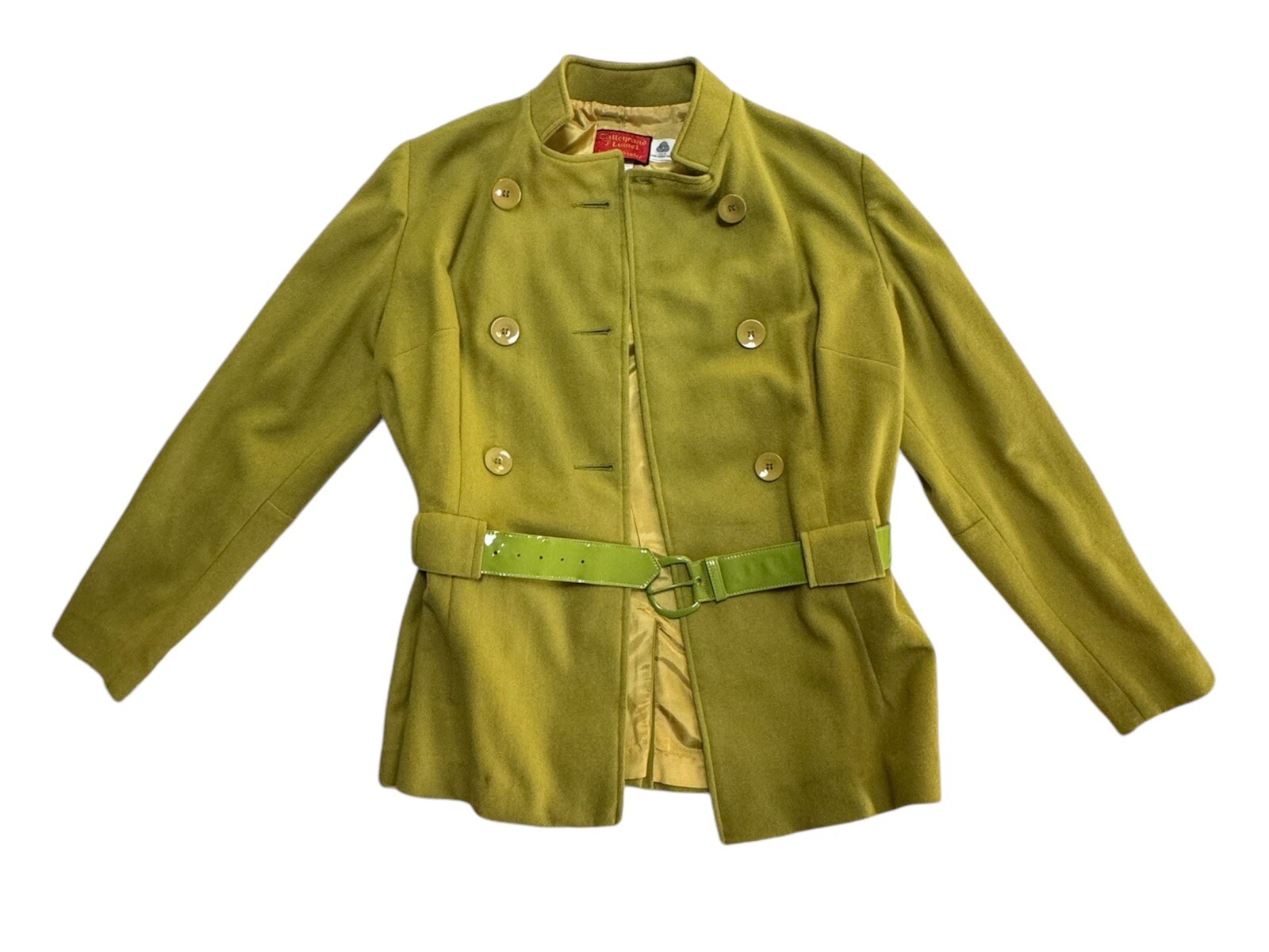Vintage Jack Winter 50s 60s Wool Belted Jacket Green Moss Size 12 Mod Style Coat
