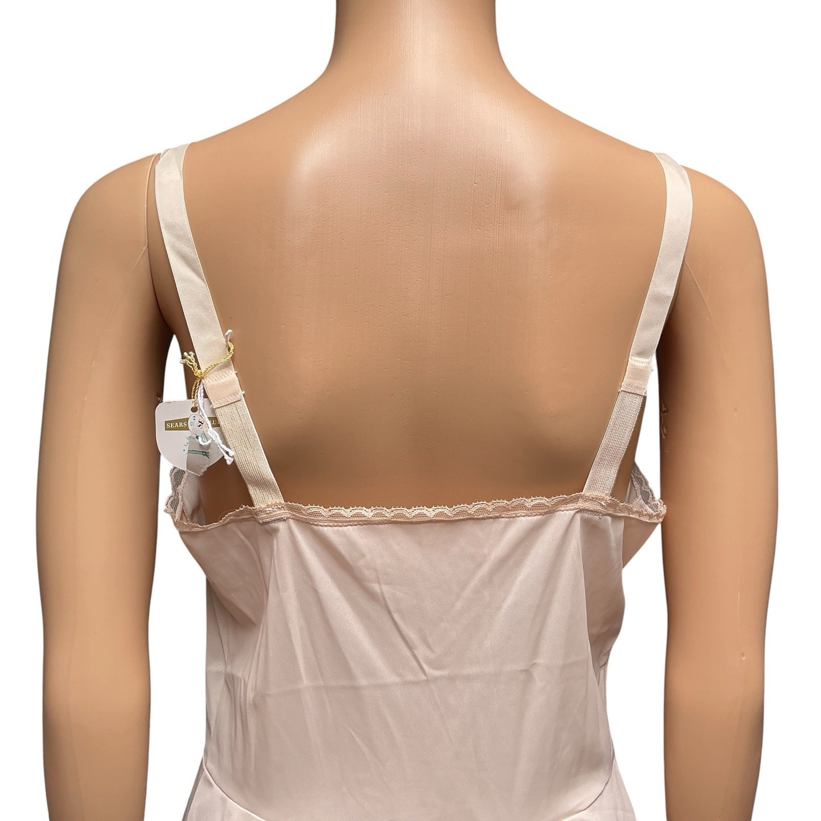 Sears Charmode Nylon Full Slip Lace Cream Coquette Grandmacore Dress Size 36 New
