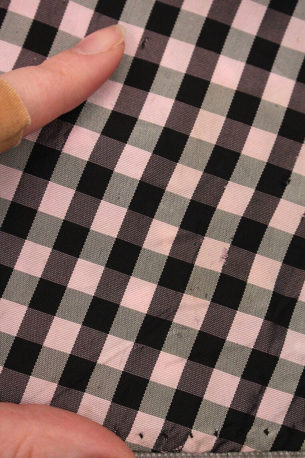 Vtg Womens 40s Black & Pink Checked Gown W/ Velvet Trim XS/S 1940s Taffeta Dress