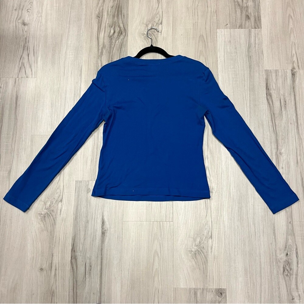 NWOT eyeshadow blue top with bling cat sz L vintage Y2K Long sleeves 100% Cotton