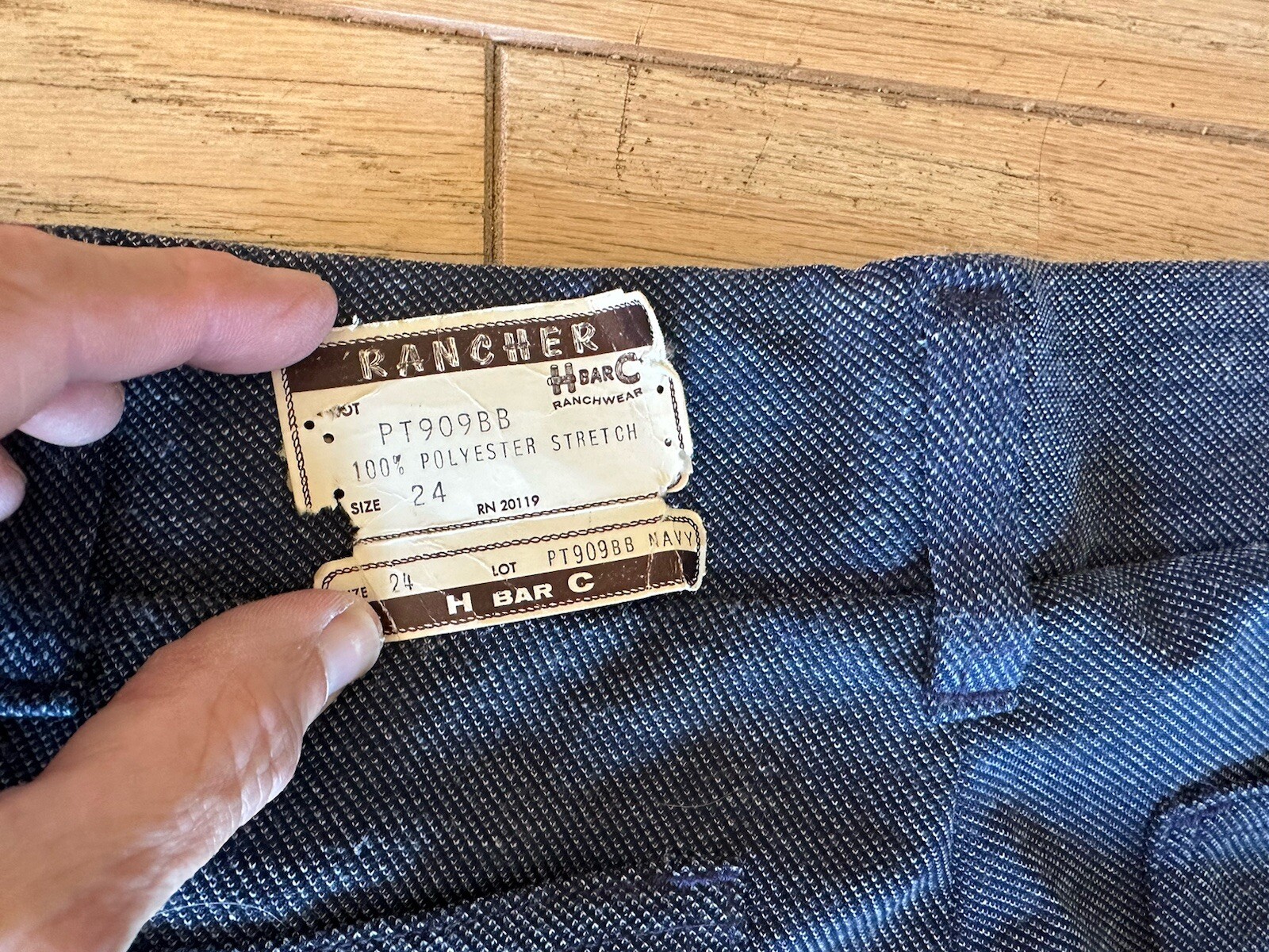 NOS H Bar C Ranchwear Vtg Womens Flared Pants Rodeo Cowboy Tomboy Blue-28” Waist