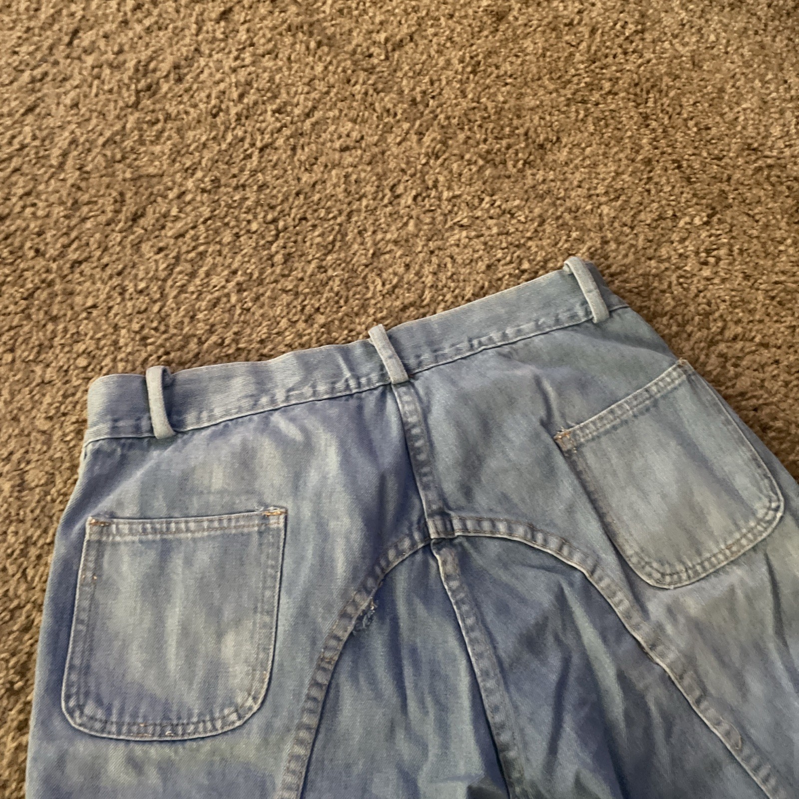 VTG 70S RARE ORANGE STITCH Bell Bottoms Sz 32×34 (Fits 28×26) Hippy Cottagecore