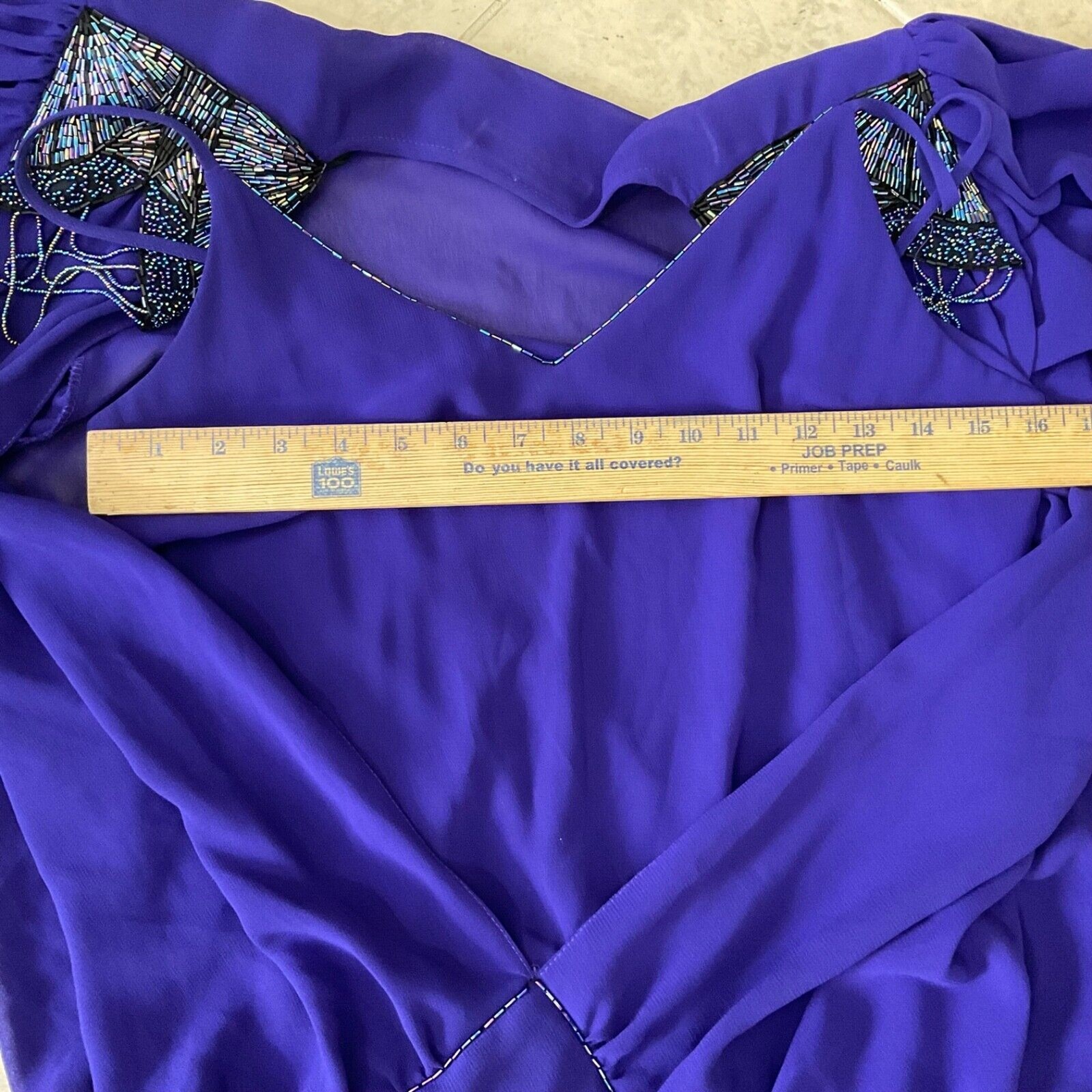 Casadei 1980s Double Layered Formal Dress M/L Purple beaded shoulders Art Deco