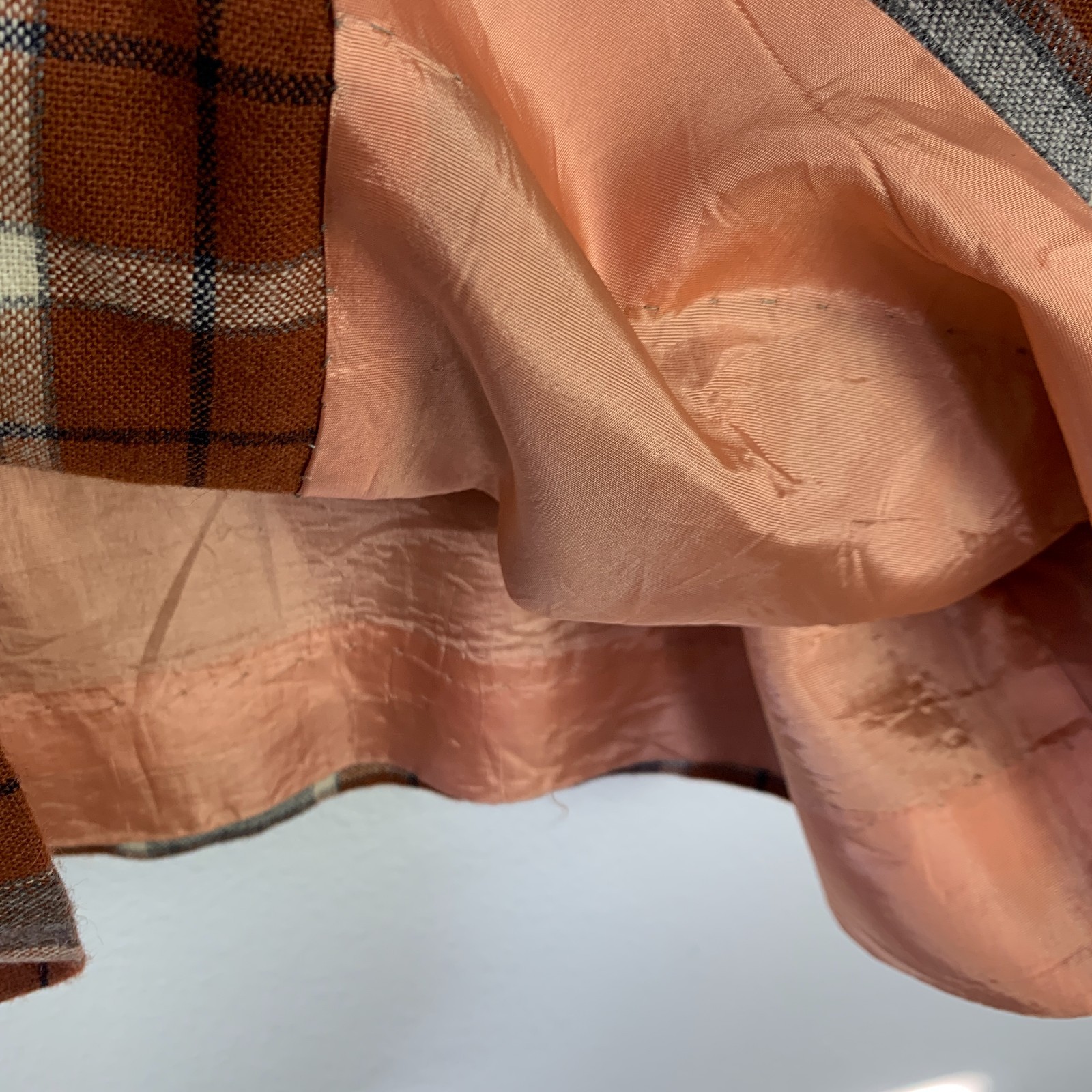 Vintage 60s 70s Handmade Long Plaid Button Vest Chest 44″