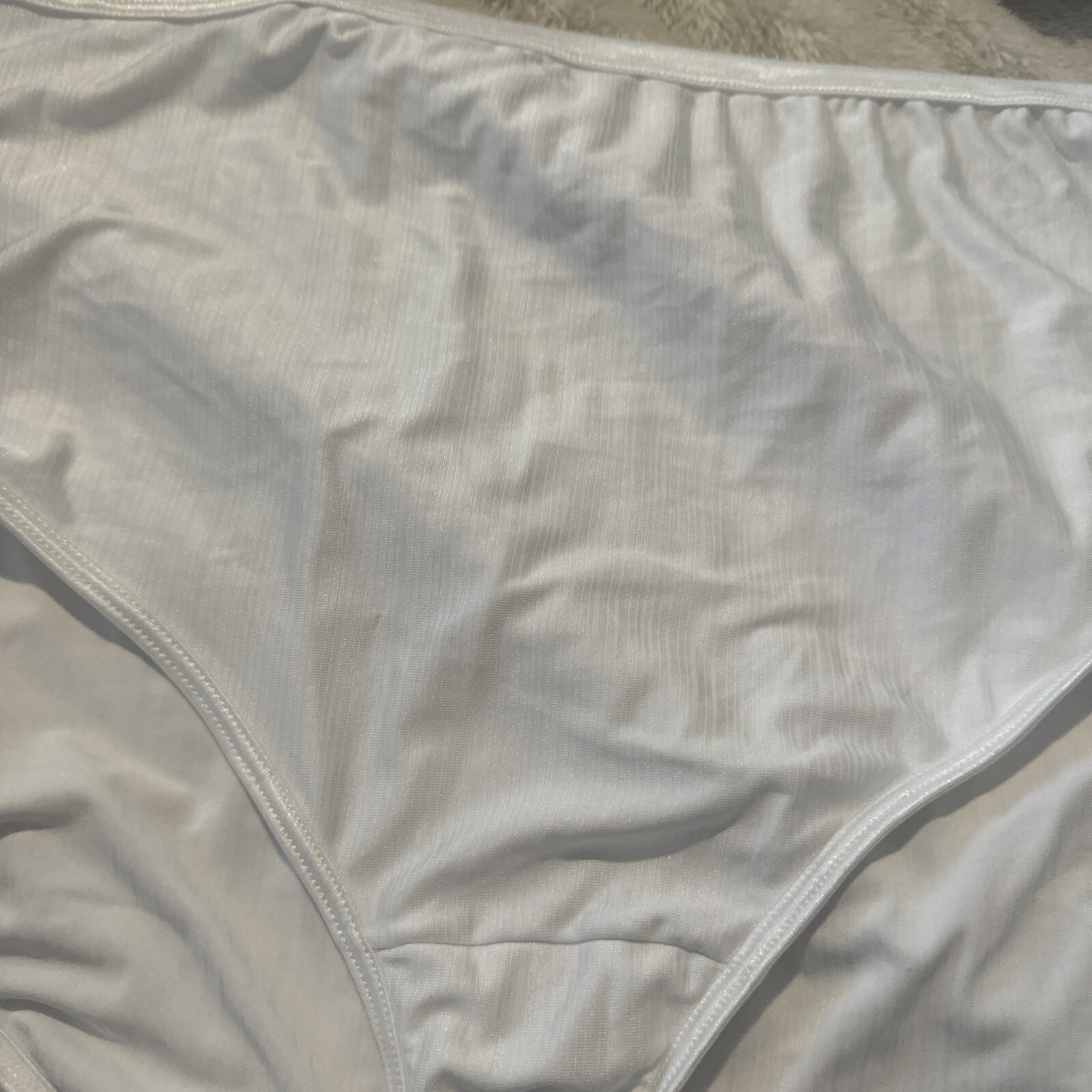 Vintage VANITY FAIR Brief PANTY WHITE Satin NYLON Stretch Second Skin 10/ 3XL