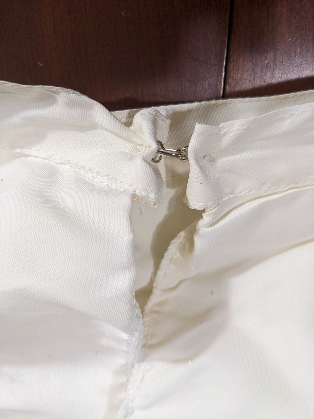 Vtg Wedding Dress 2 Trains S/M Cream Satin Lace Veil Tulle Slip Puff Long Sleeve