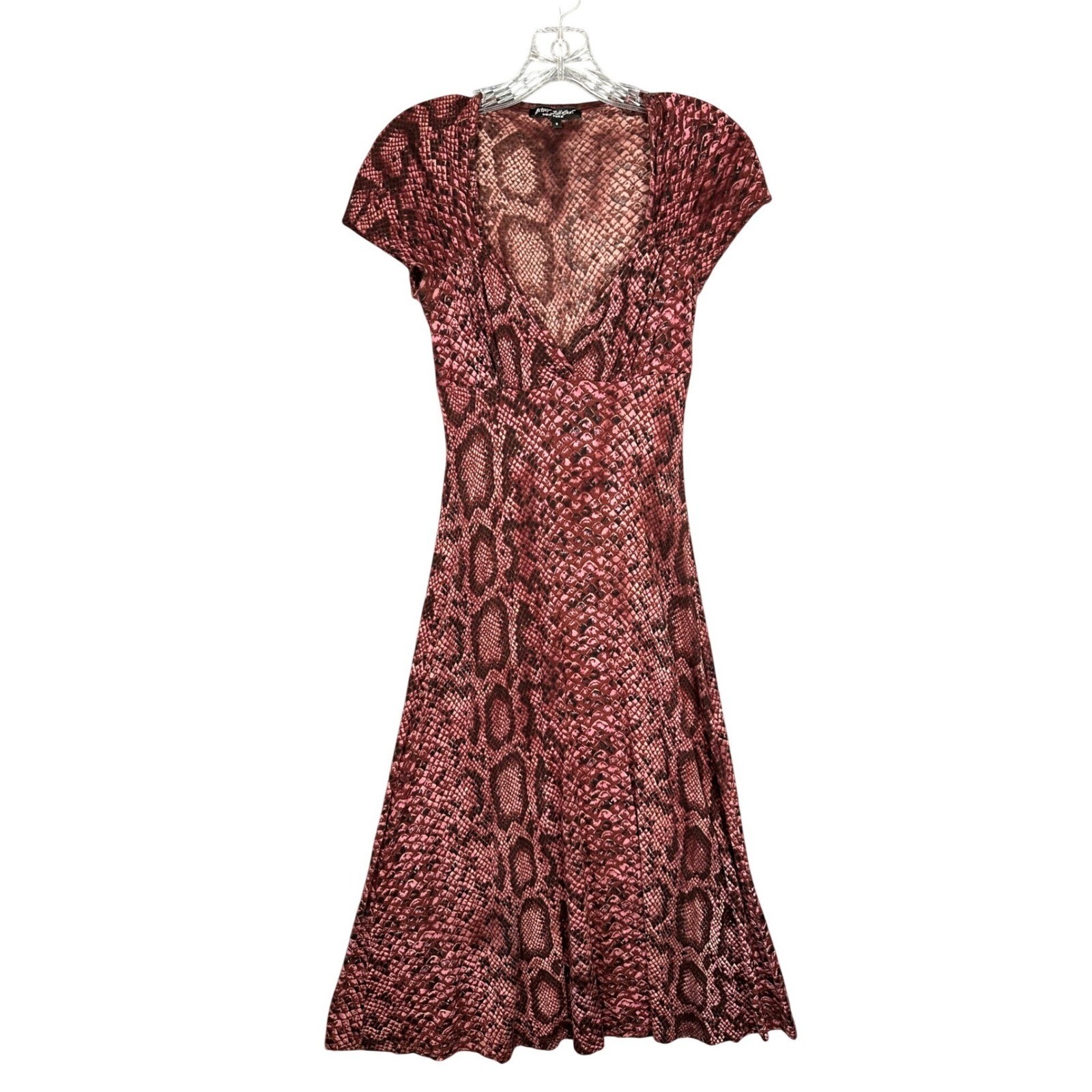 Betsey Johnson Vintage Dress S Snake Print Sweetheart Midi Y2K 90’s Grunge
