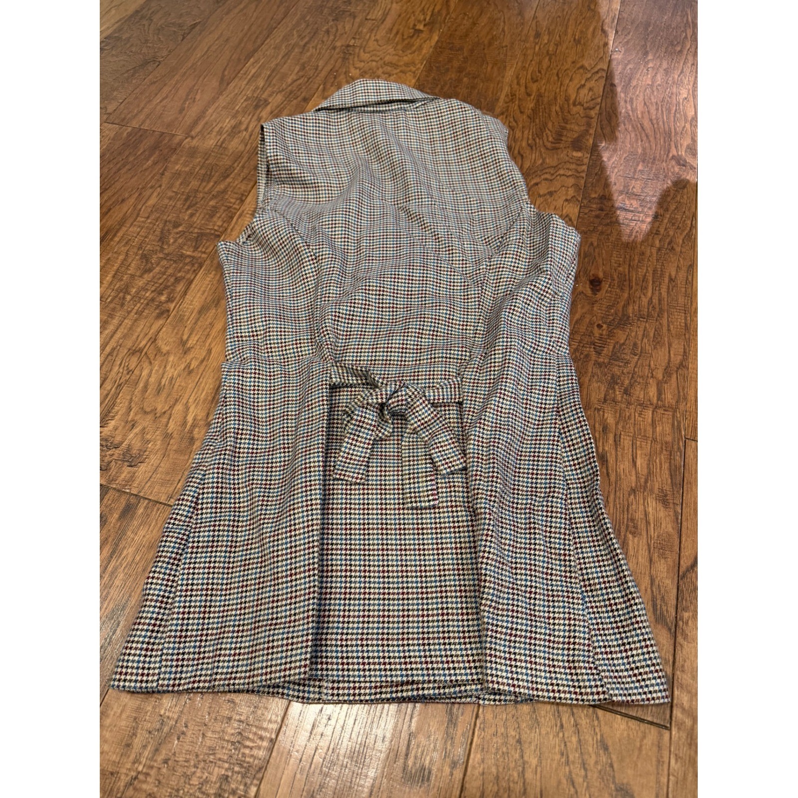 Vintage Alyn Paige Houndstooth Sleeveless Blazer Vest Multicolor Size 5/6 Formal