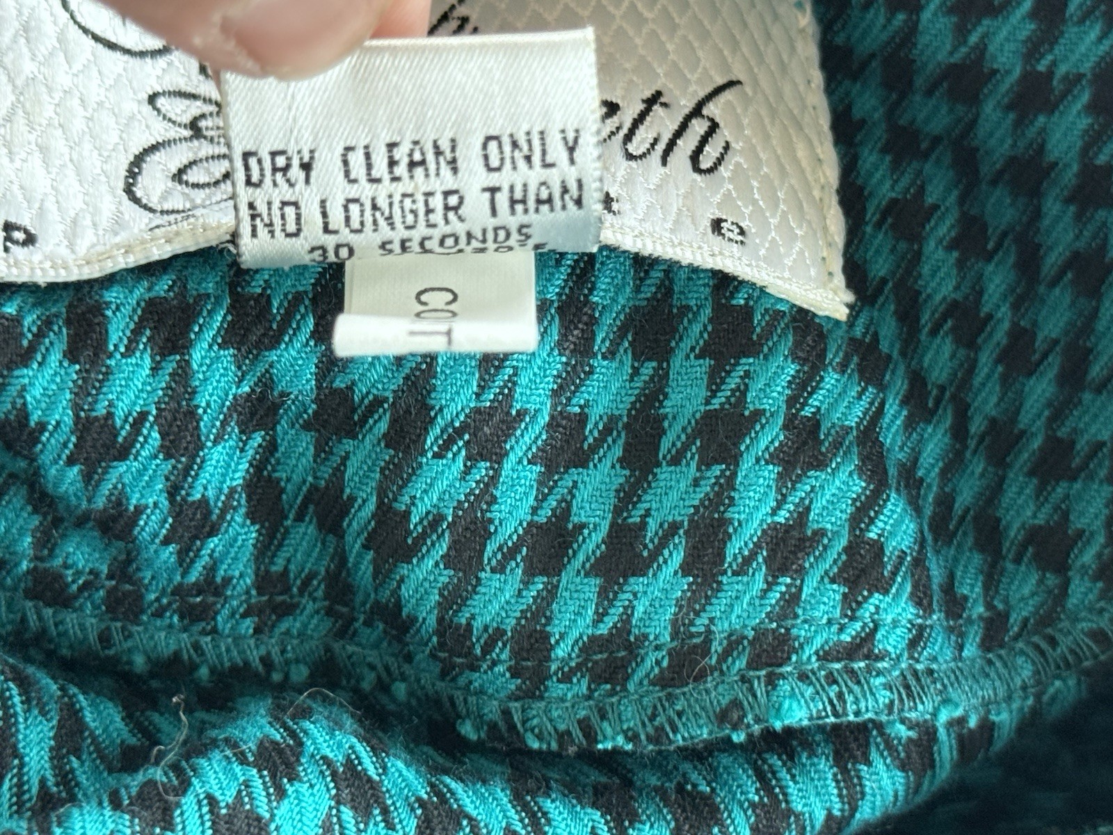 Vintage 80s Sarah Elizabeth Beaded collar Teal Gingham Goth Check Maxi Dress