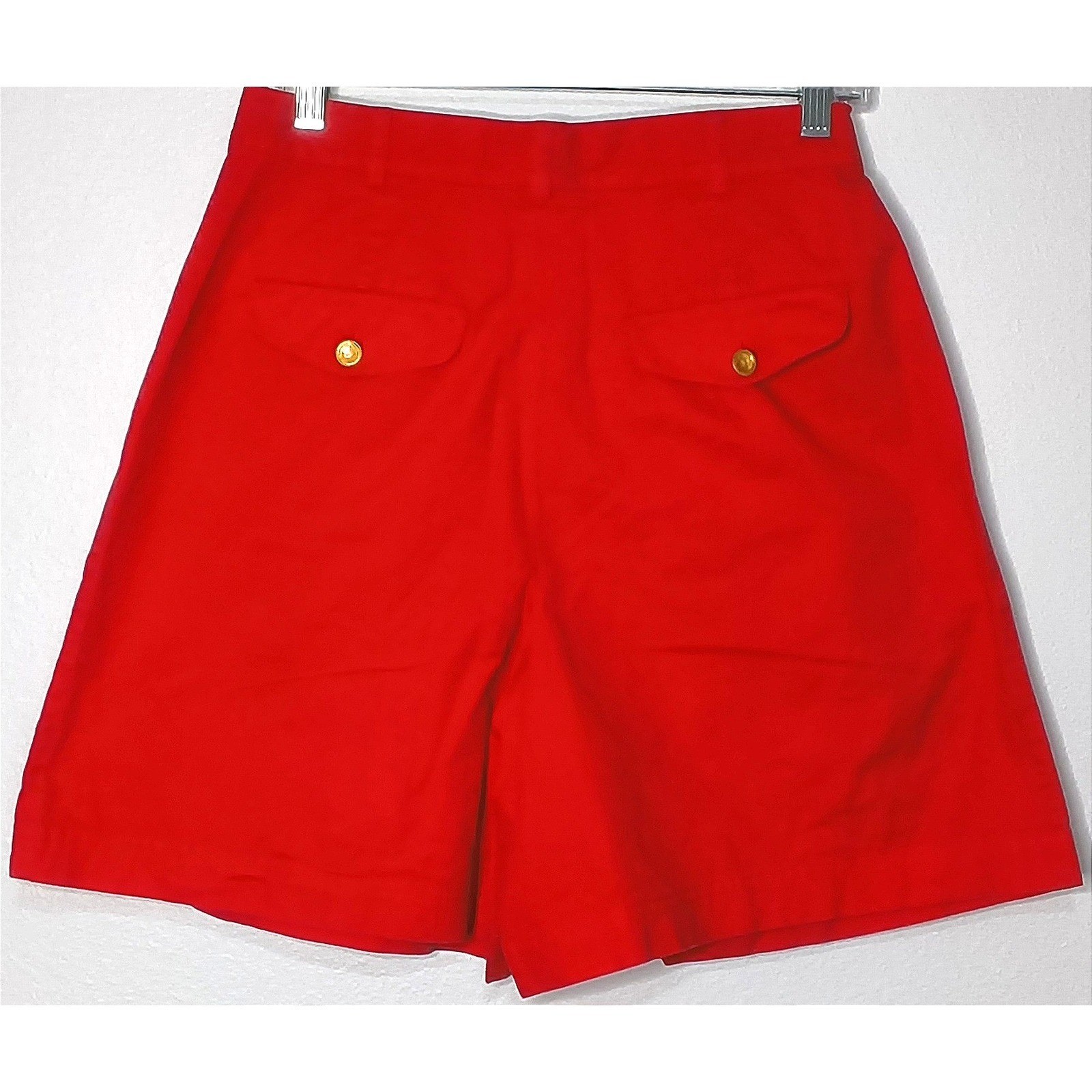 Nautical Vintage Mondi Sports Shorts Women 8? Waist Red High Waisted Pleats Gold
