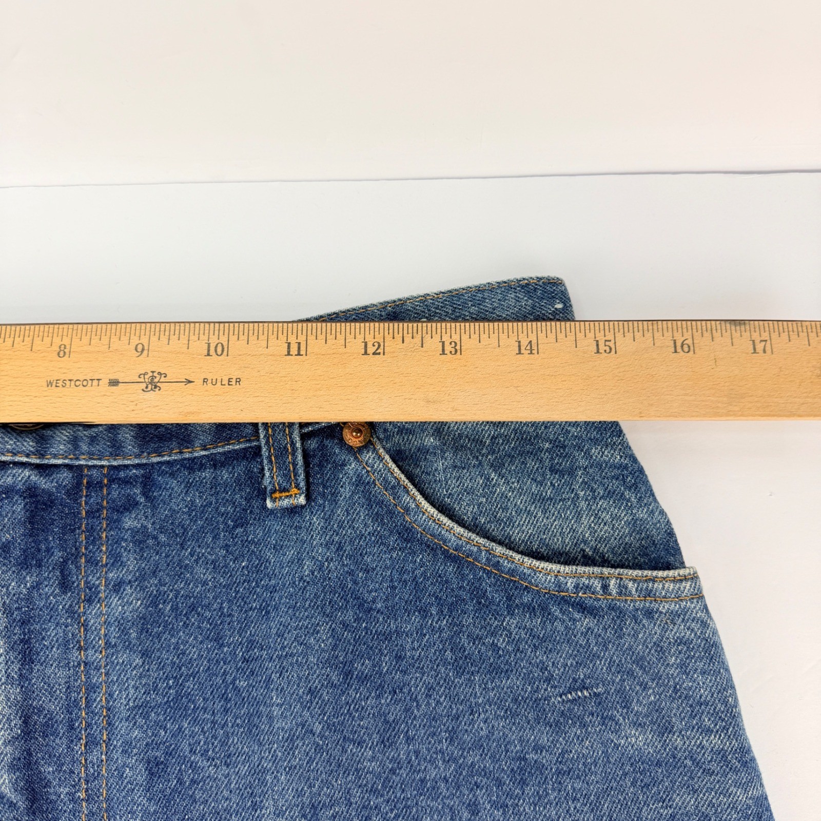 VTG Orange Tab USA Levi Strauss 15 Women’s Denim A-Line Midi Skirt Button Fly