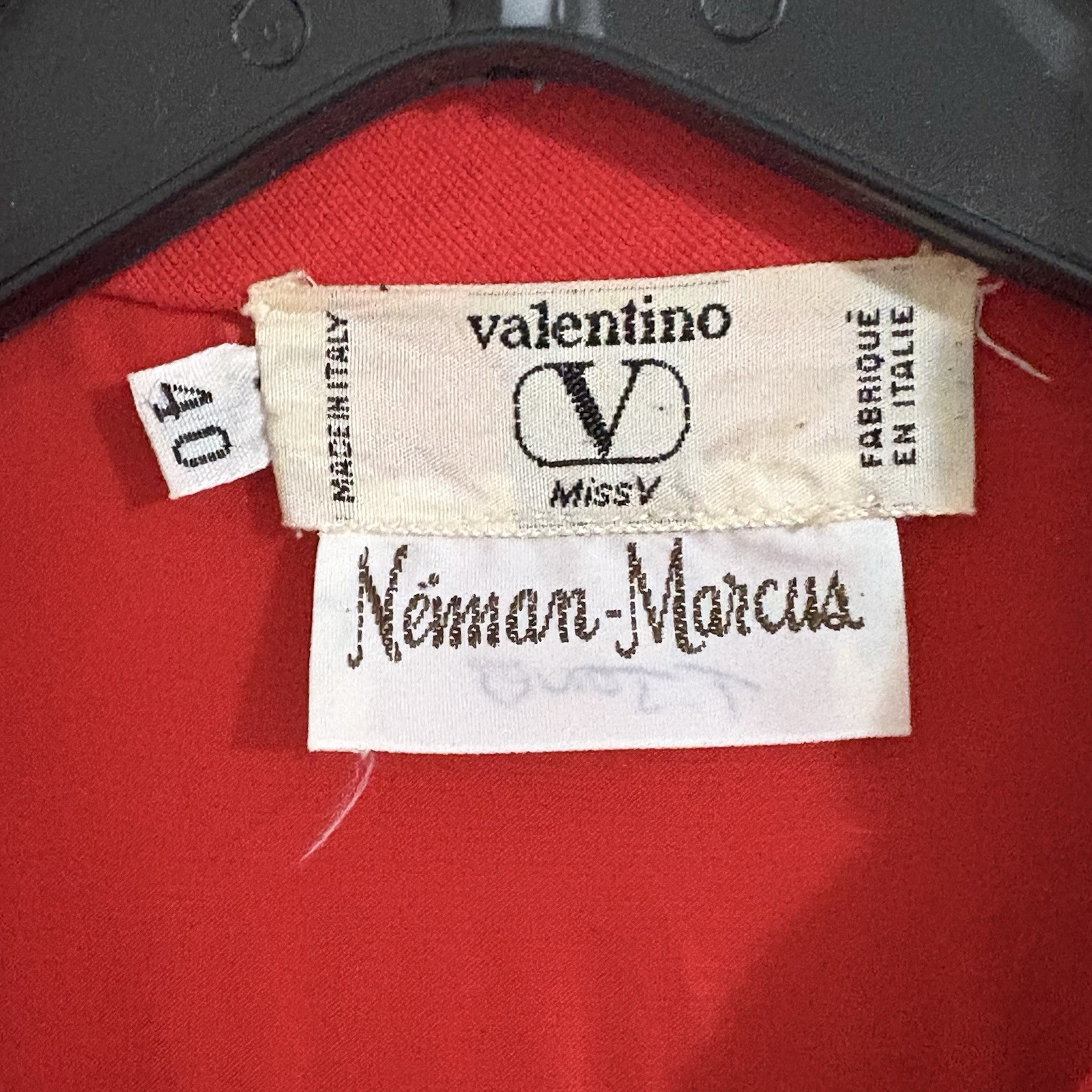 Vtg 80’s Valentino Miss V Dress Sz 6 42 Red Wool Long Sleeve Utility Dress Shirt