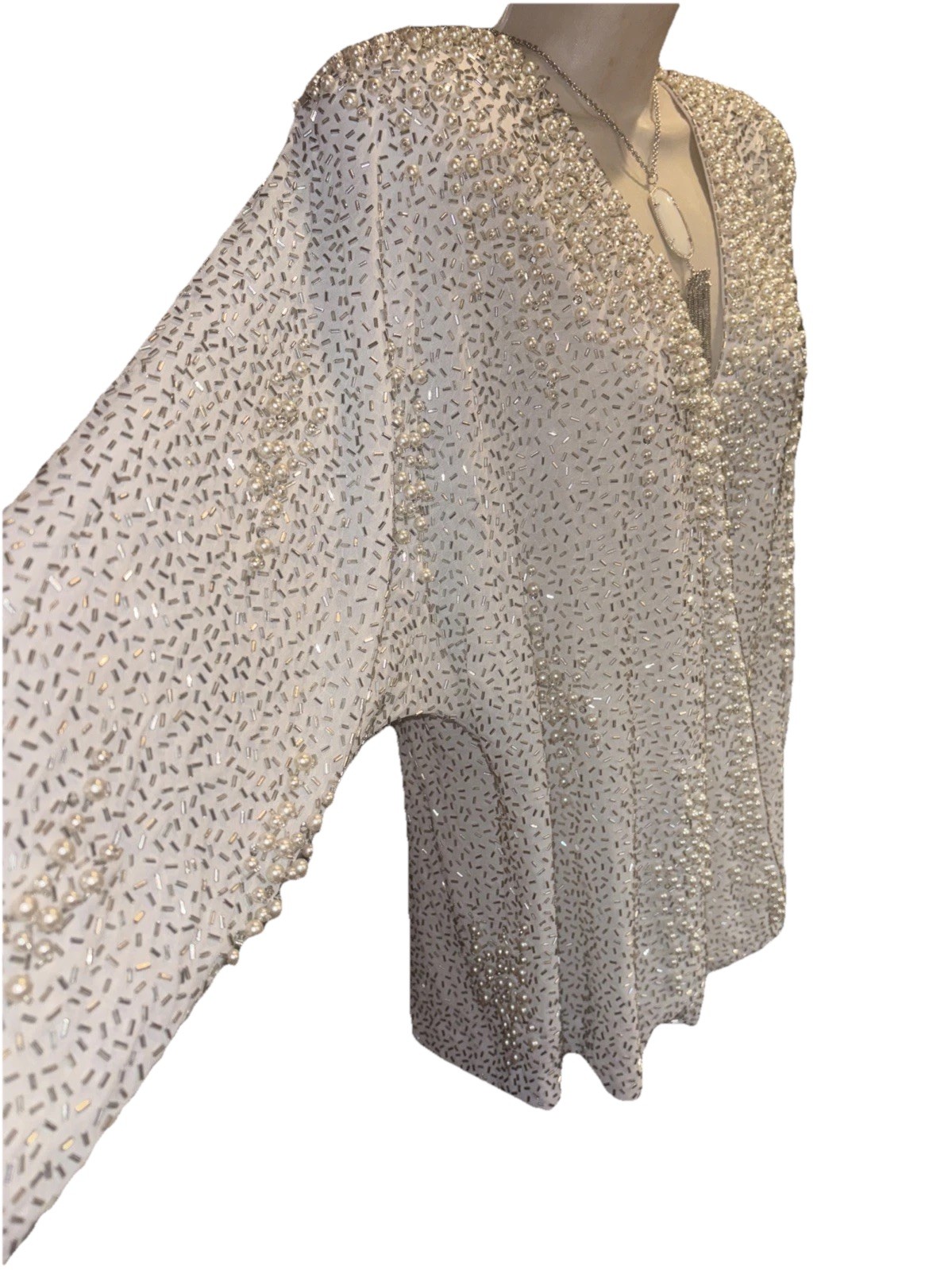Vintage Victoria Royal Ltd Pearl Beaded Sequin Embellished Evening Tunic Top 12