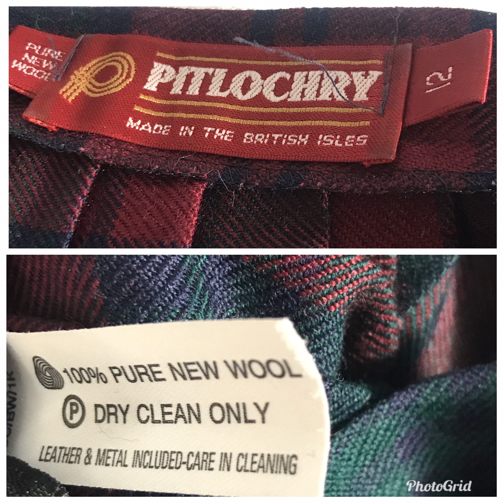 Pitlochry Scotland Kilt Style Tartan Skirt Jacket Size 12 Dark Red Green Tartan