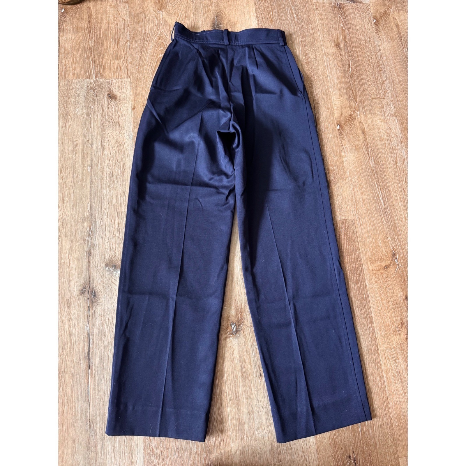 Yves Saint Laurent Navy Blue Pleated High Waist Wool Trousers Size 36
