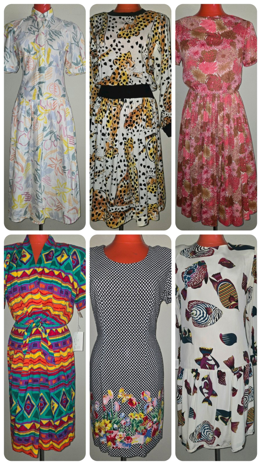 Vintage Dress LOT 70s 80s Classic Retro Y2K Rockabilly Classic Floral – Six (6)