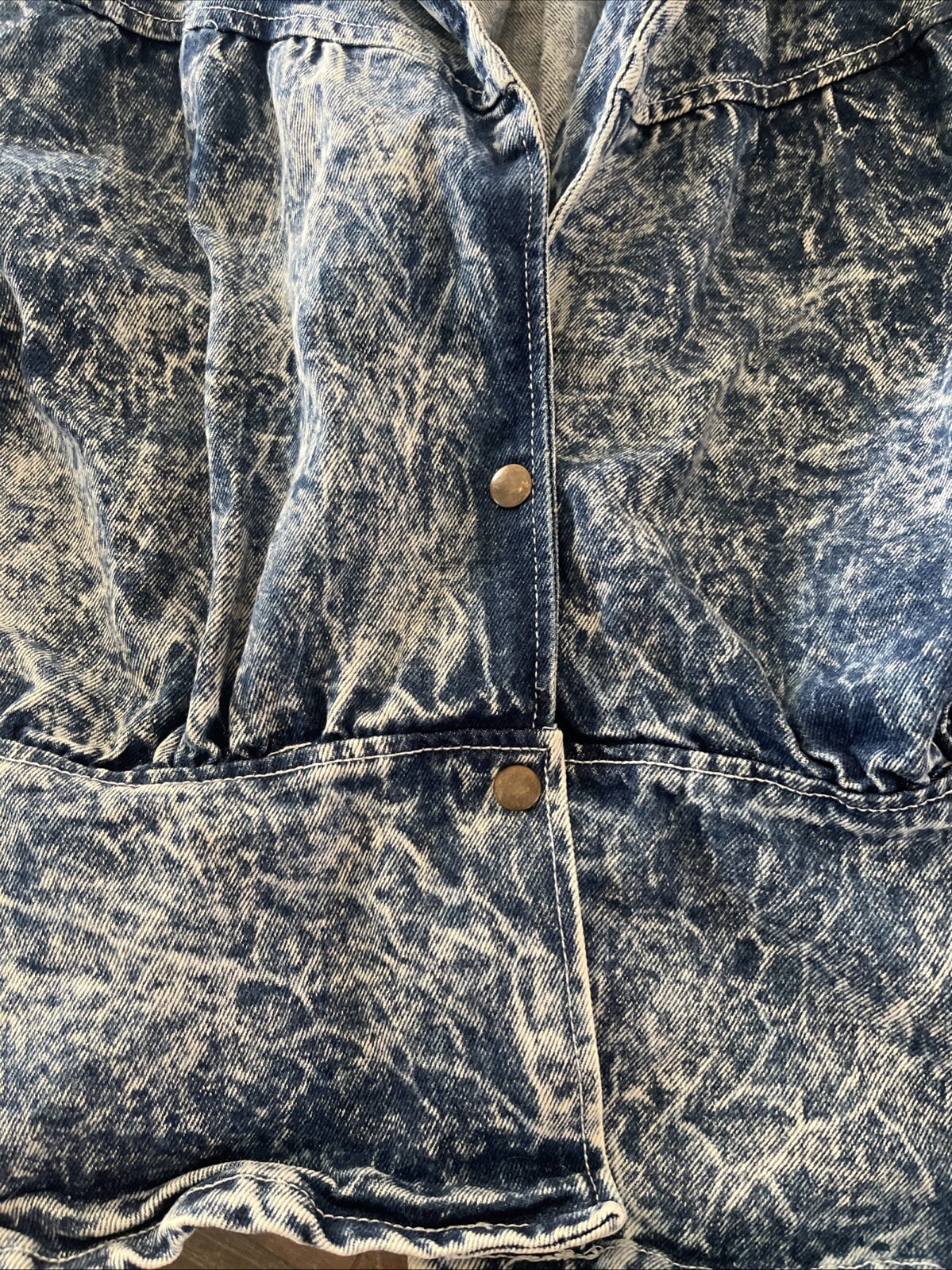 Paris Blues Acid Wash Denim Bomber Jacket with Peplum Size L Vintage 90s