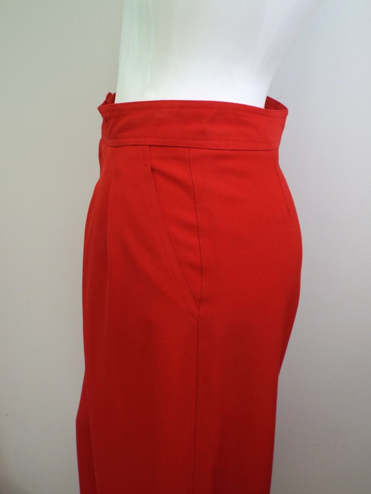VTG 1970 Yves Saint Laurent Rive Gauche Red Wool Pants YSL Wide Leg Trousers USA