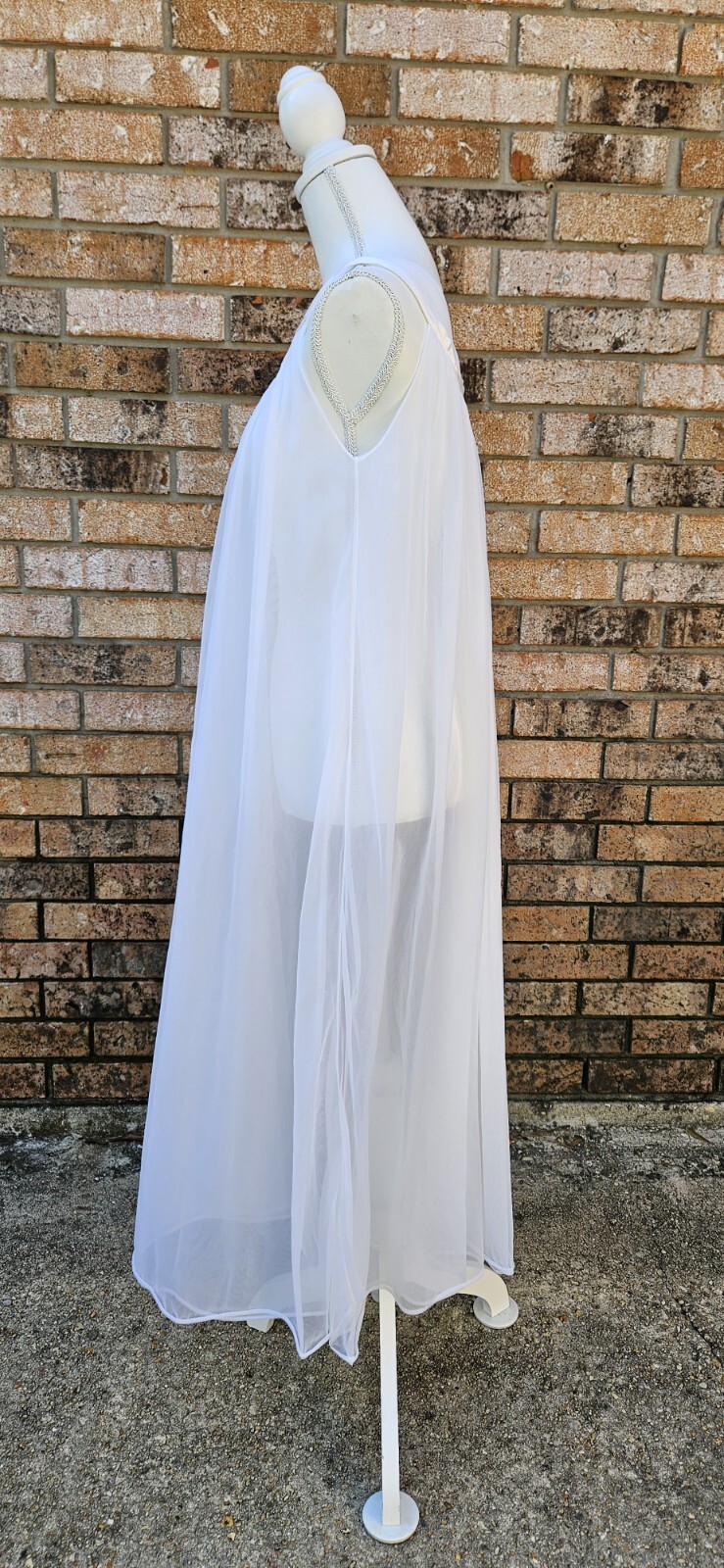 Vtg Jenelle of California Double Nylon Peignoir Nightgown Set Trimmed with Satin