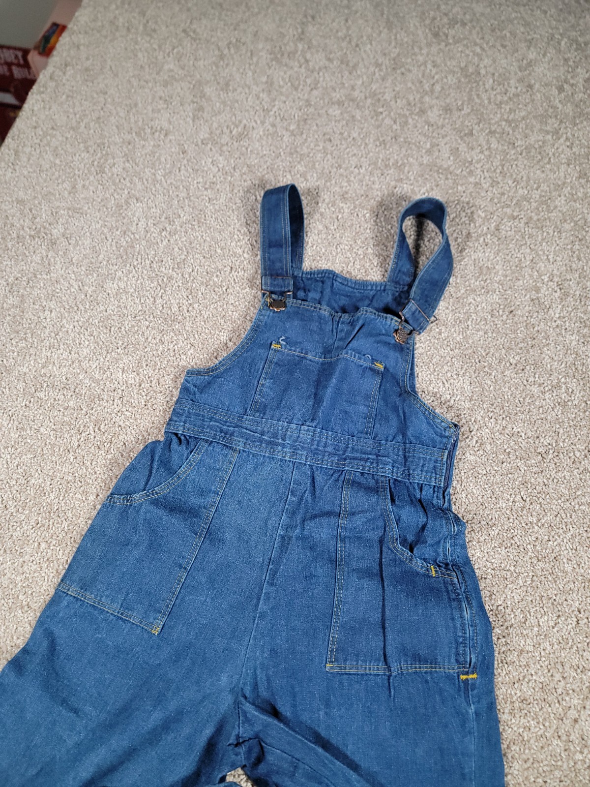 VTG 70s Denim Overalls Jumpsuit Juniors Small Womens Flare Hippy Boho Festival