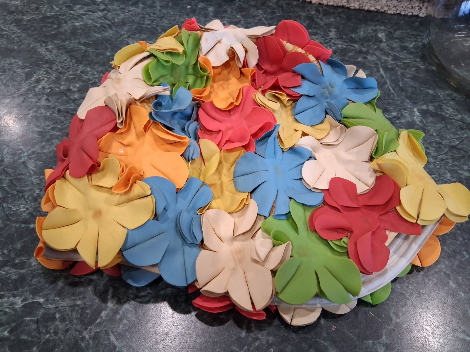 Vtg 1960s 3D Flower Petal Swim Cap Colorful Rubber Bathing Hat Mid Century Retro