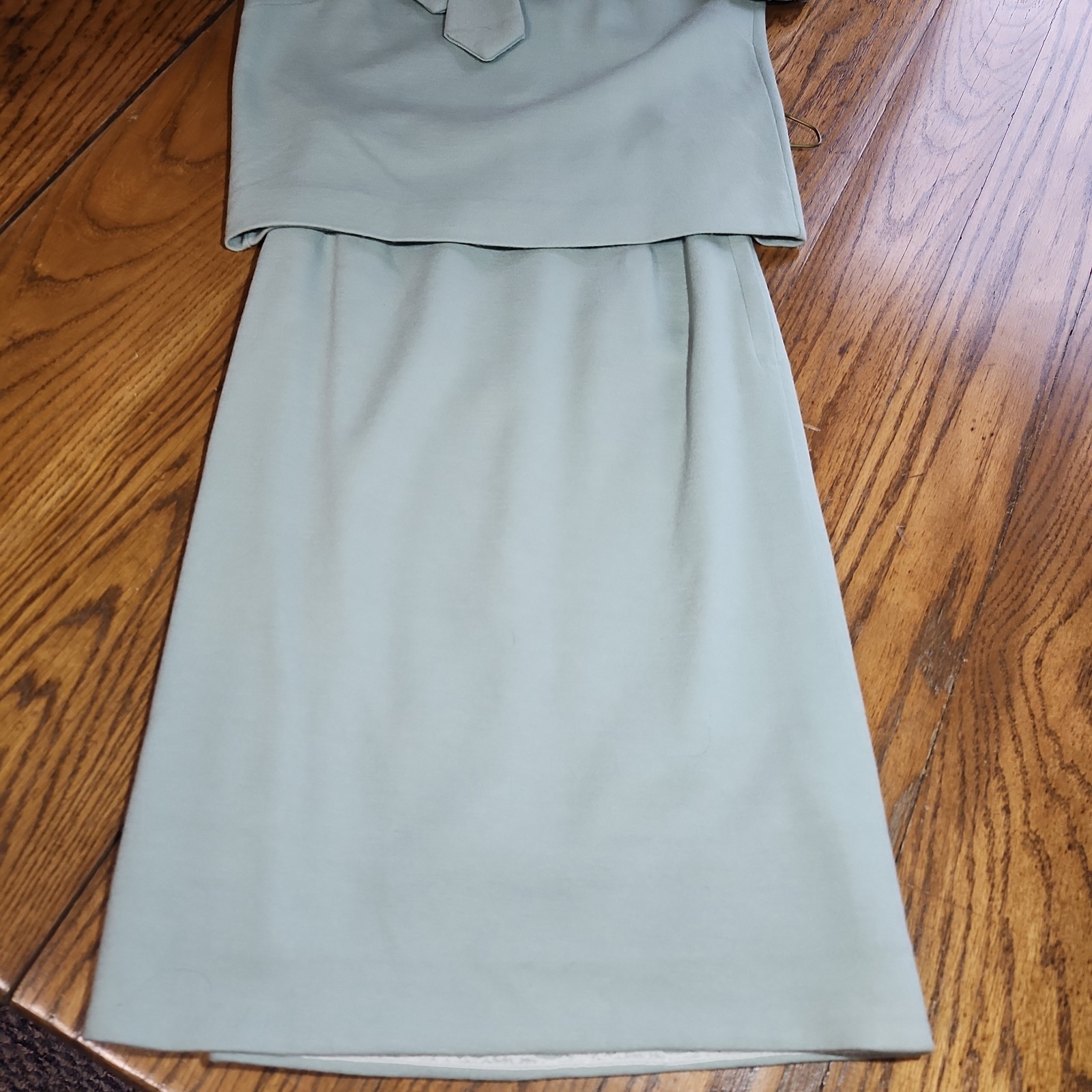 Vintage Two Piece Top Skirt Set Wool Blend Womens PXS Secretary