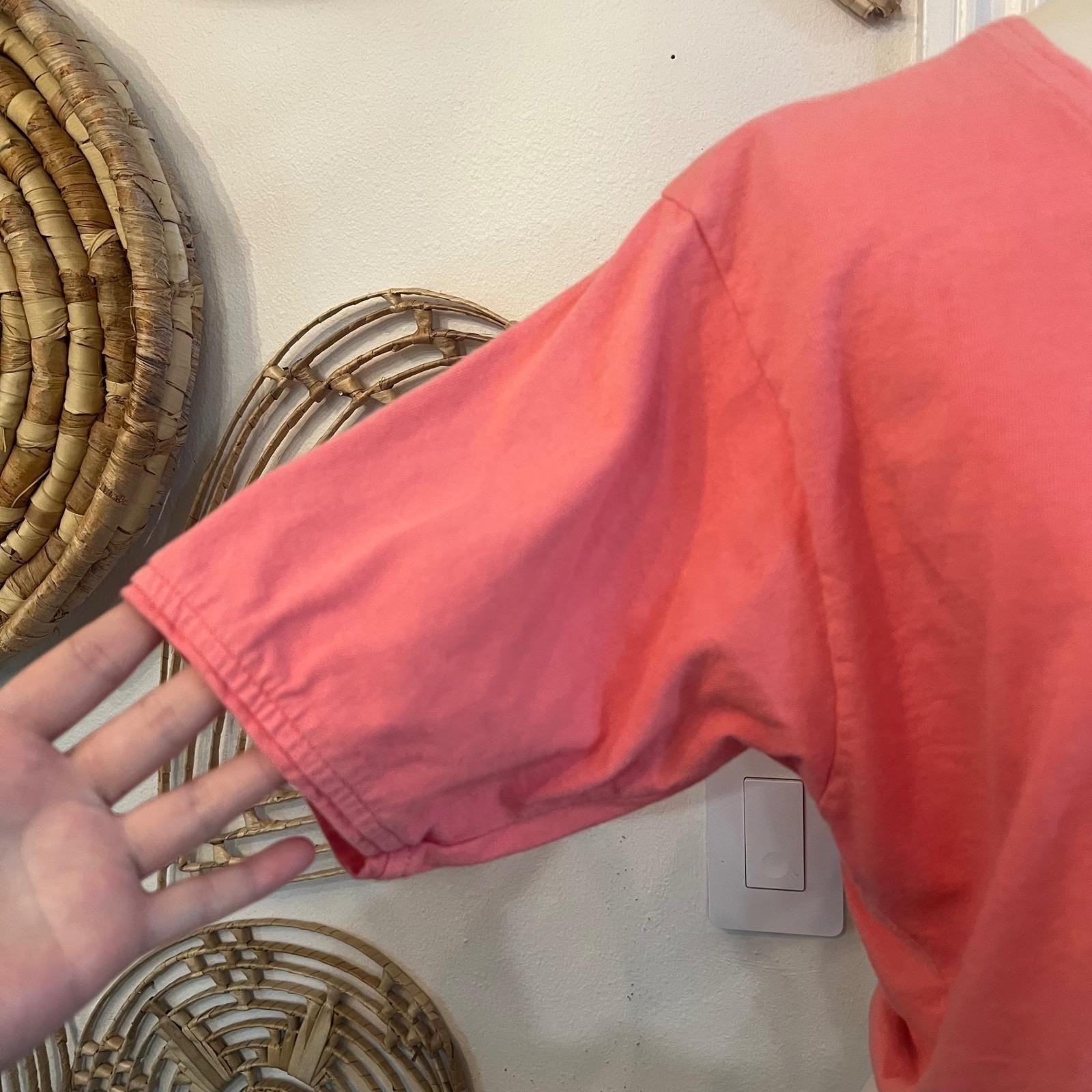 Vintage Nuovo Pink Cotton Crop Top Embroidered Boho Southwestern Tee Large