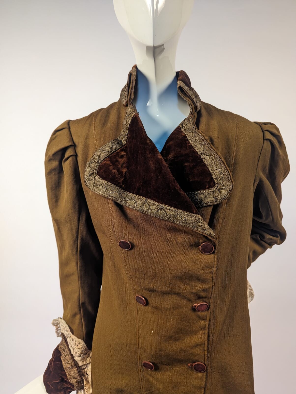 EDWARDIAN JACKET W VELVET + LACE + BRAID TRIM
