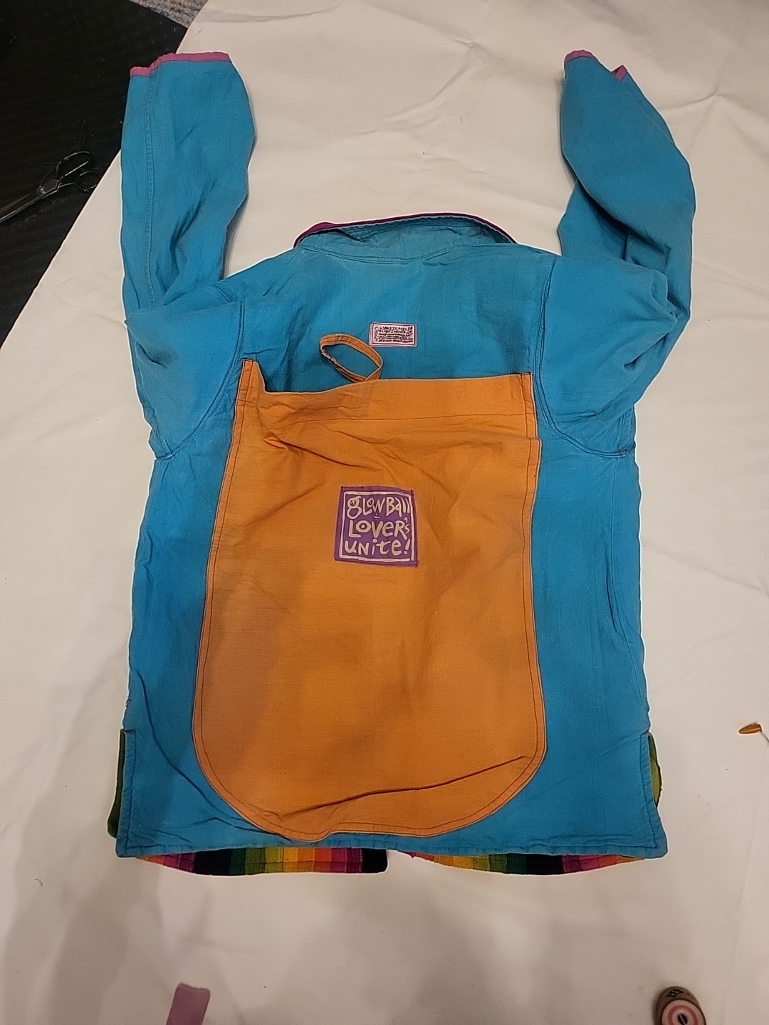 Vintage 80s Space Island Light Industry Rainbow Hand Woven Reversible Jacket L