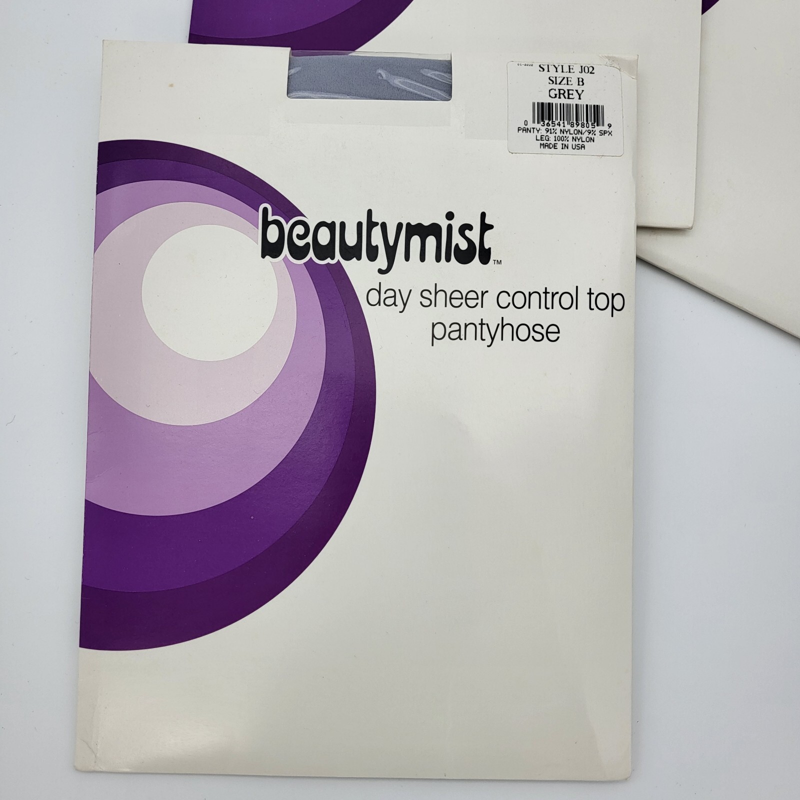 Vintage NOS 3 Pair Beauty Mist Nylon Pantyhose Size B Grey Day Sheer Control Top