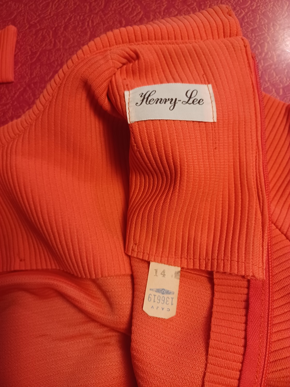Vtg Mid-century 1960s Polyester Skirt Set UNION LABEL Orange Henry Lee MOD MCM