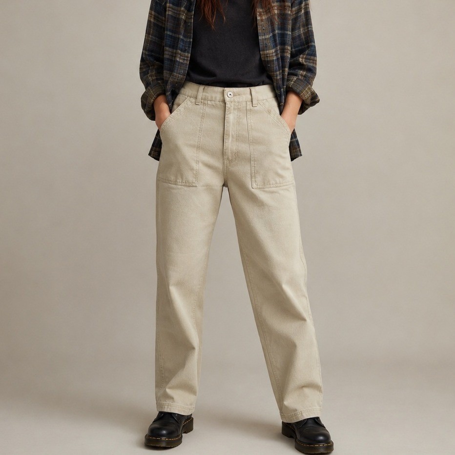 Vintage L.A. Blues Khaki Utility Pants High Rise Cotton Hong Kong Size 6