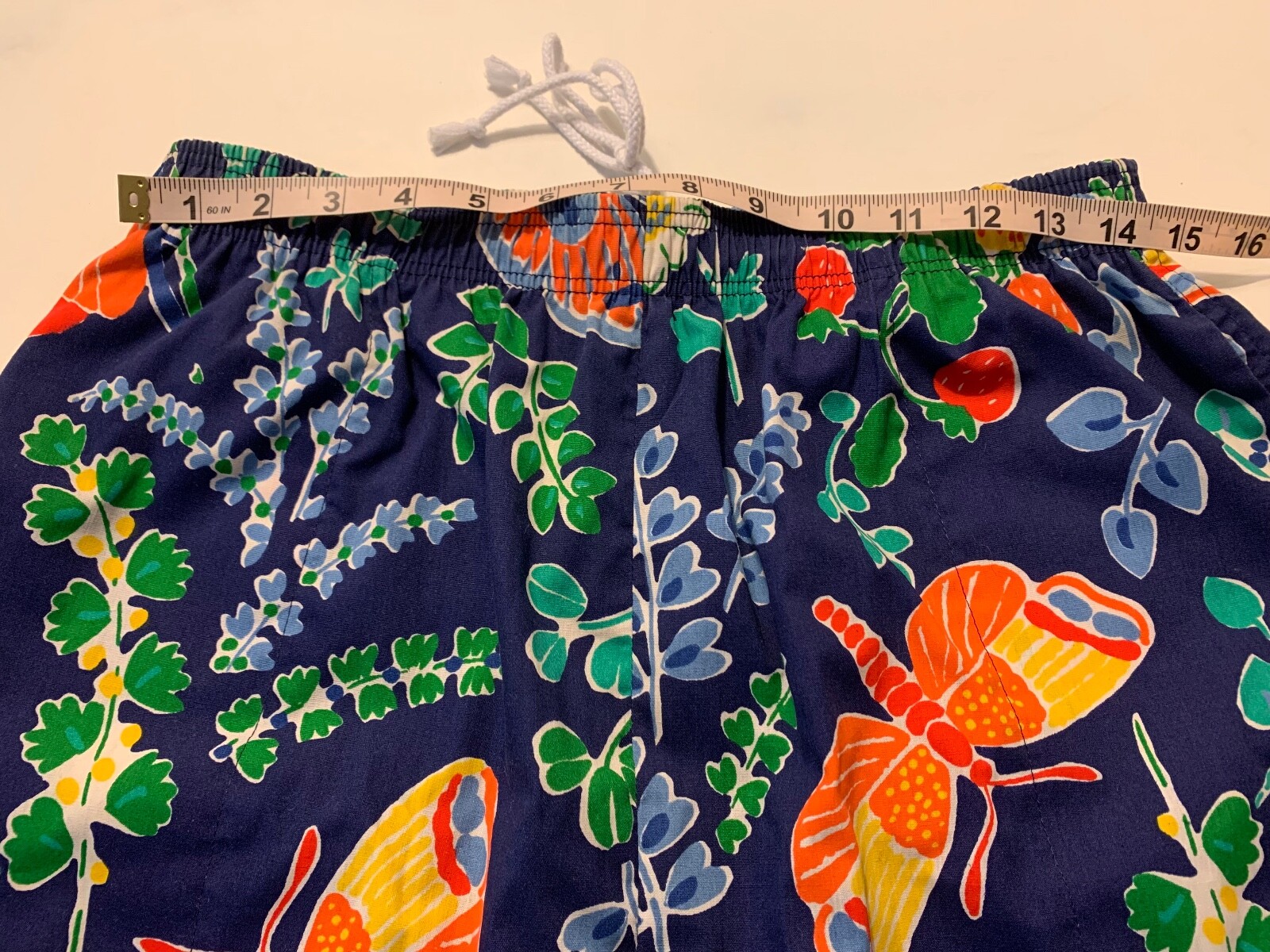 Vintage Barclay Square Skirt Navy Blue with Butterfly Floral Print Size 16 USA