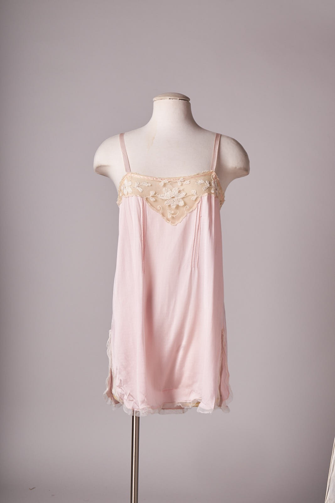 1930 Pink Lace Romper Slip Lingerie Step In