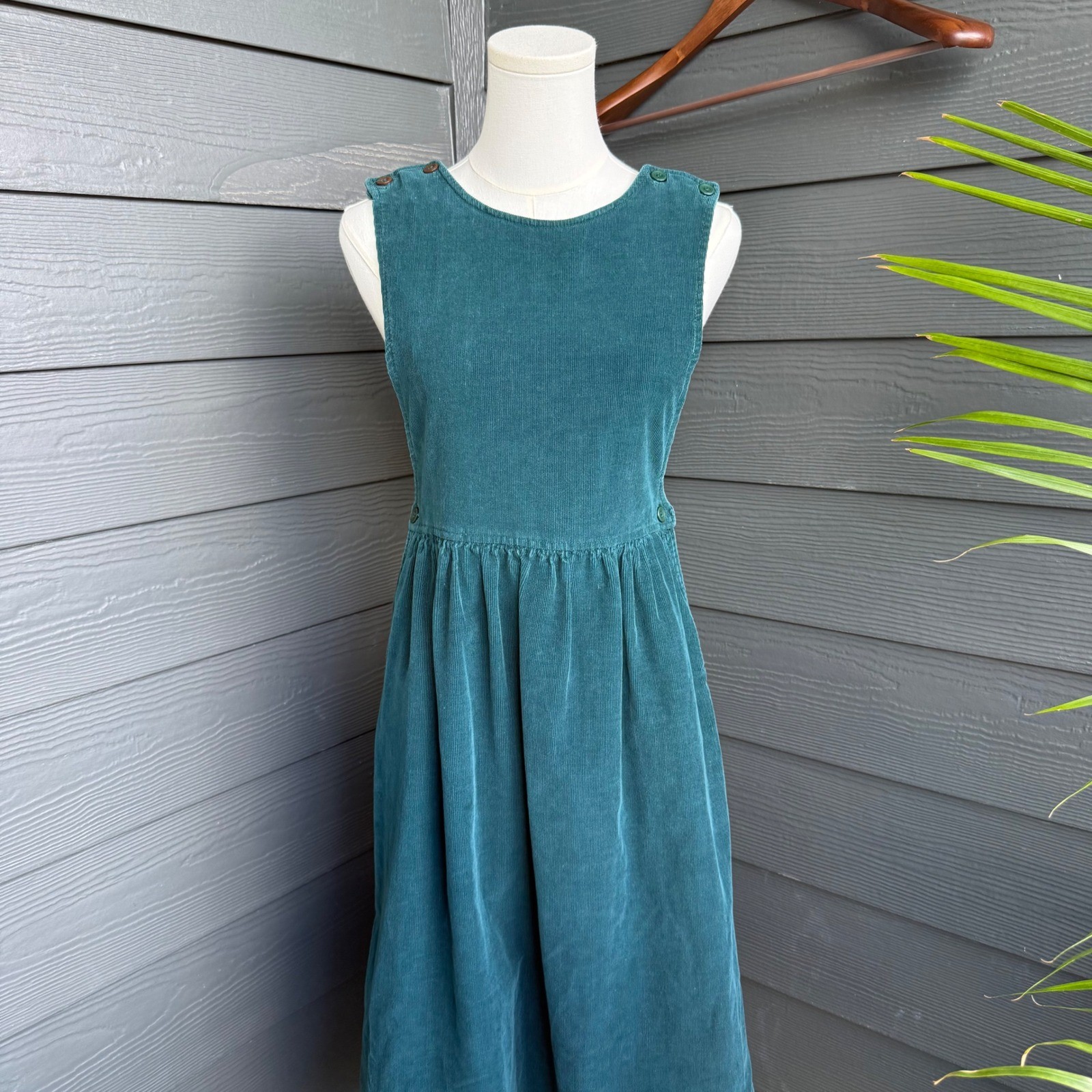 Vintage Audrey Celine Teal Corduroy Jumper Dress Womens 5/6 Cotton Pinafore