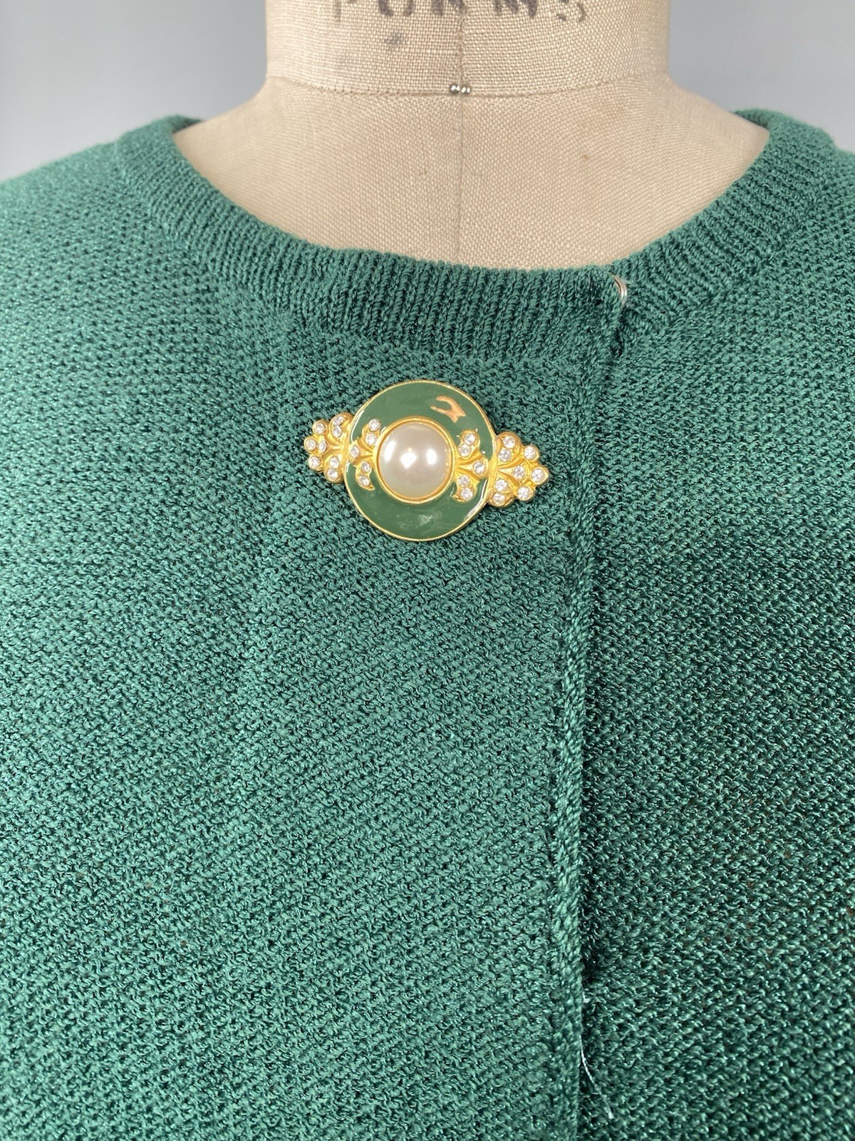 Vintage Dress 16W 2X Green Knit wool rayon JENNIFER ROBERTS SAKS FIFTH AVE 90s