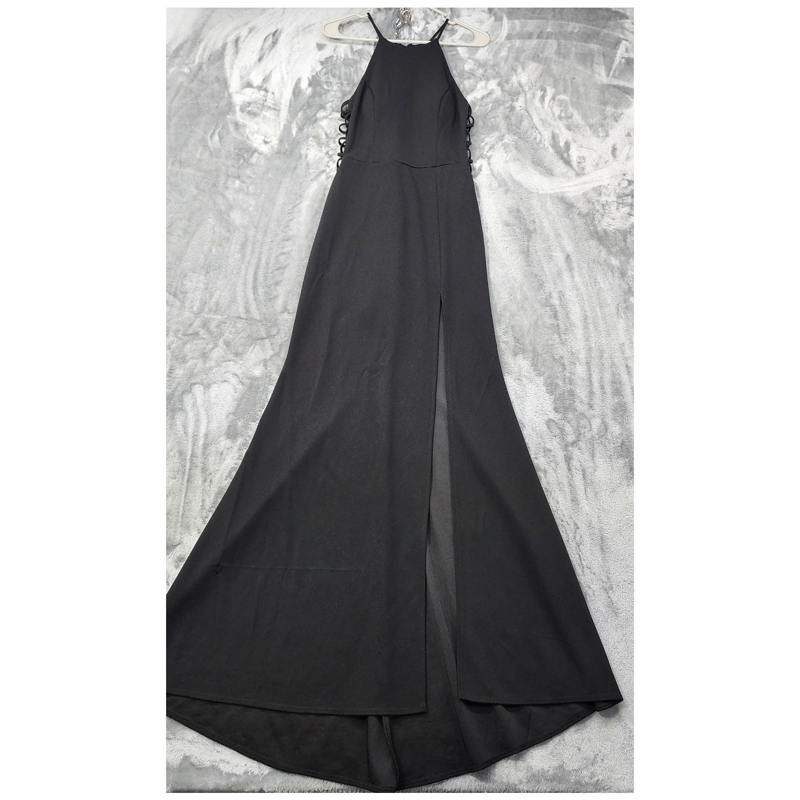 Vintage B. Smart Dress Womens 9 Juniors Black Halter Strappy Side Cutout Gown