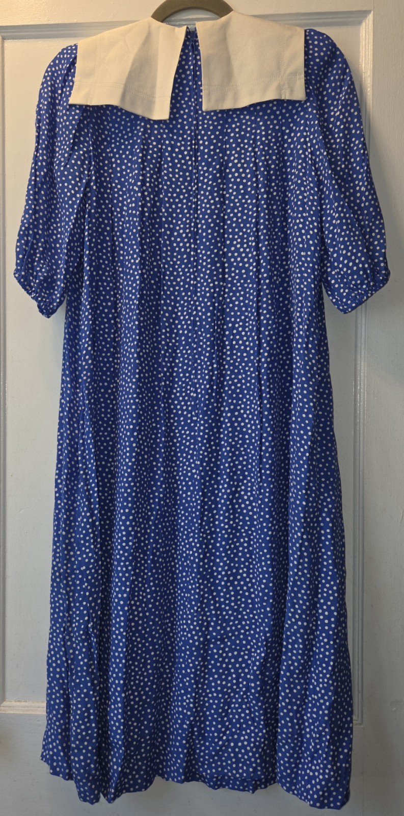 Vintage 80’s Jane Schaffhausen Belle France Blue And White Polka Dot Dress. 8