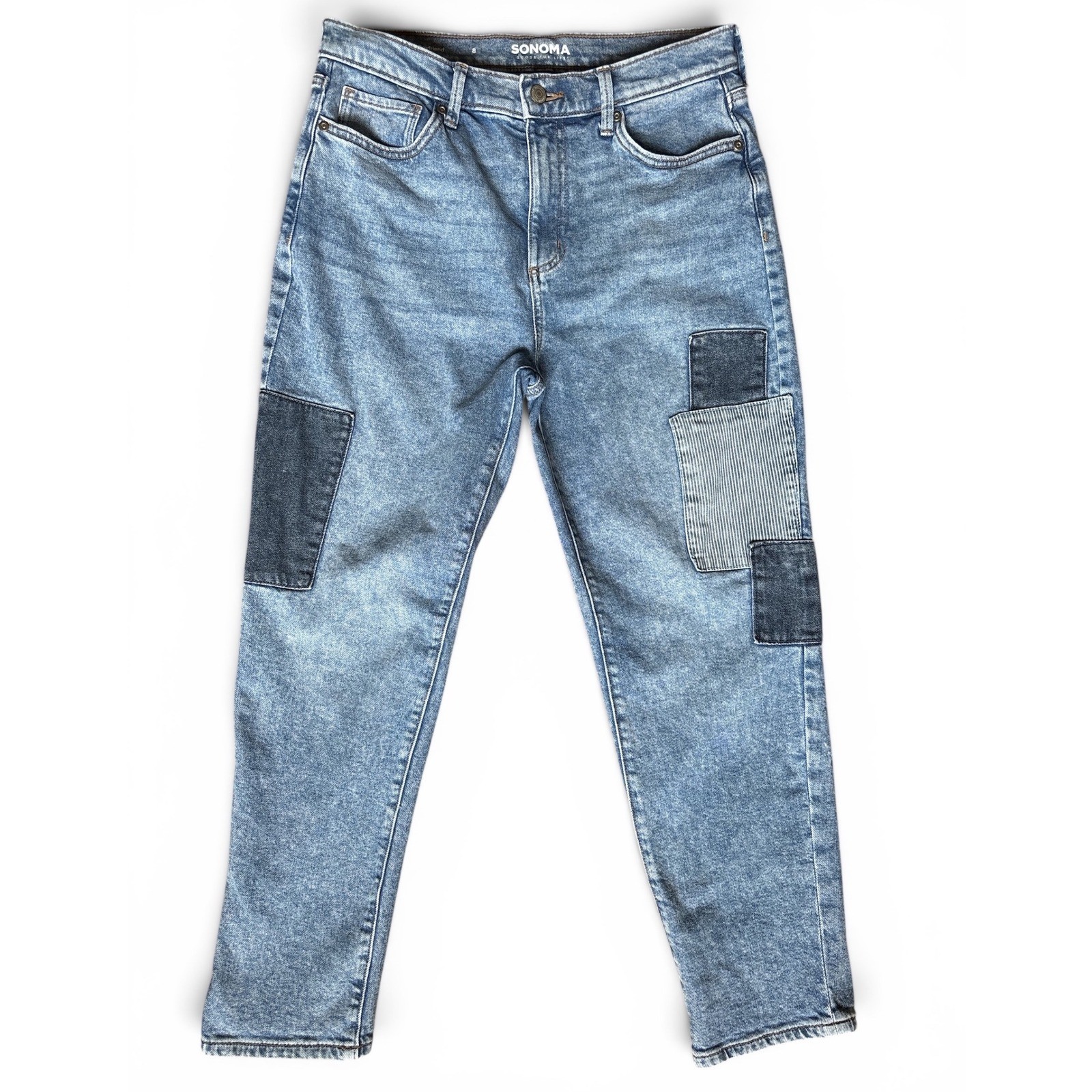 Patchwork Boyfriend Jeans Size 8 Sonoma Boho 70s