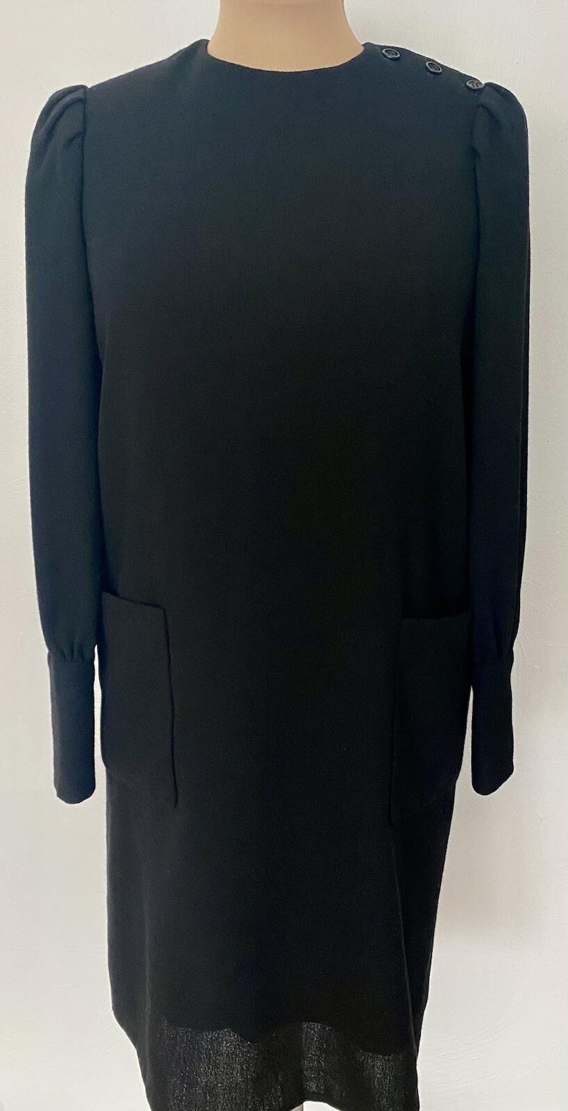 Vintage 60s Sheath Dress *Size 12* Button Shoulder Long Sleeve Column Dress