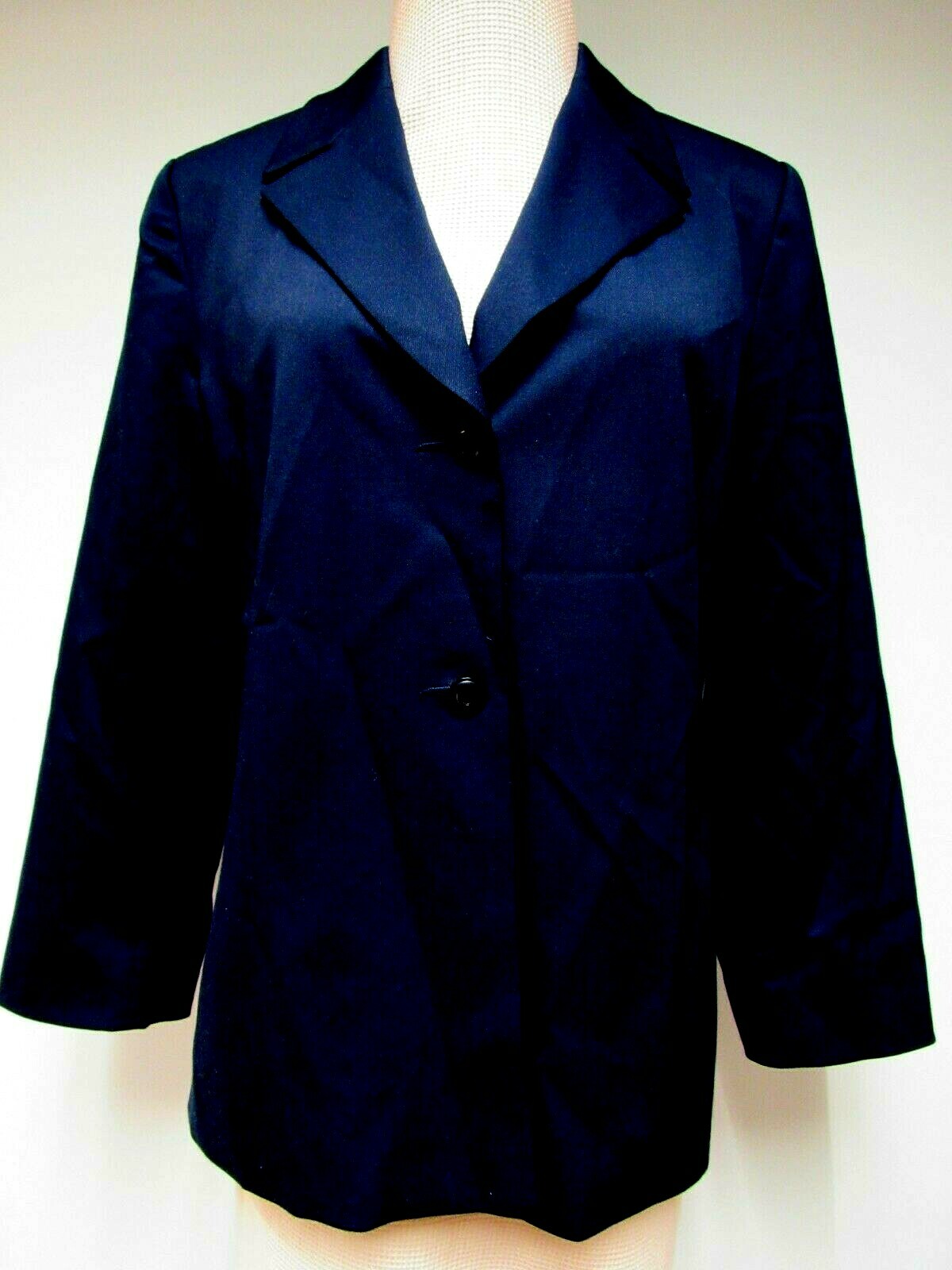 VTG H&W Jacket Wool Lined Princess Lines Long Sleeve Dark Navy 12 L XL