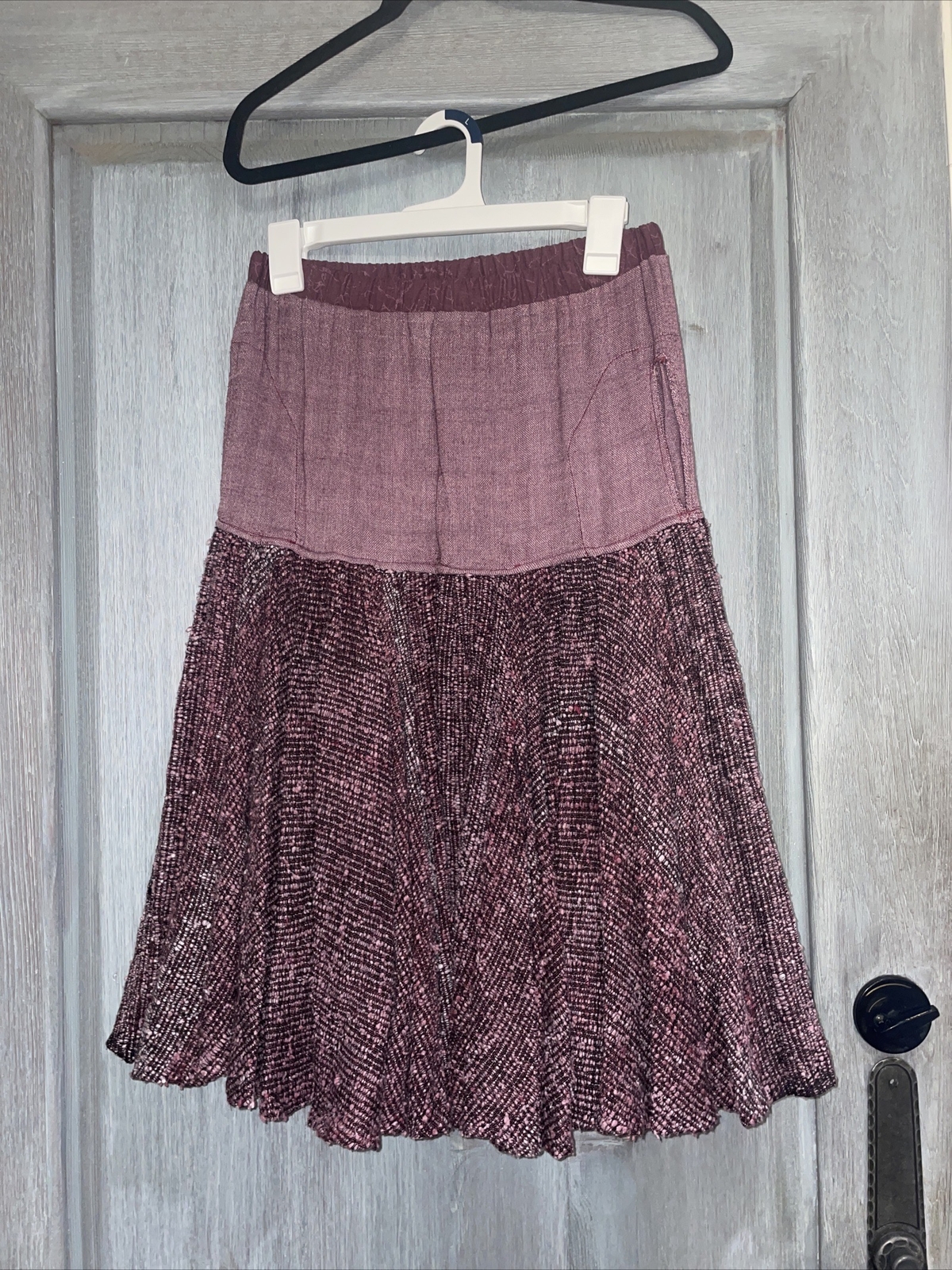 Vintage Laise Adzer Cotton Rayon Purple A-Line Skirt And Sweater Set