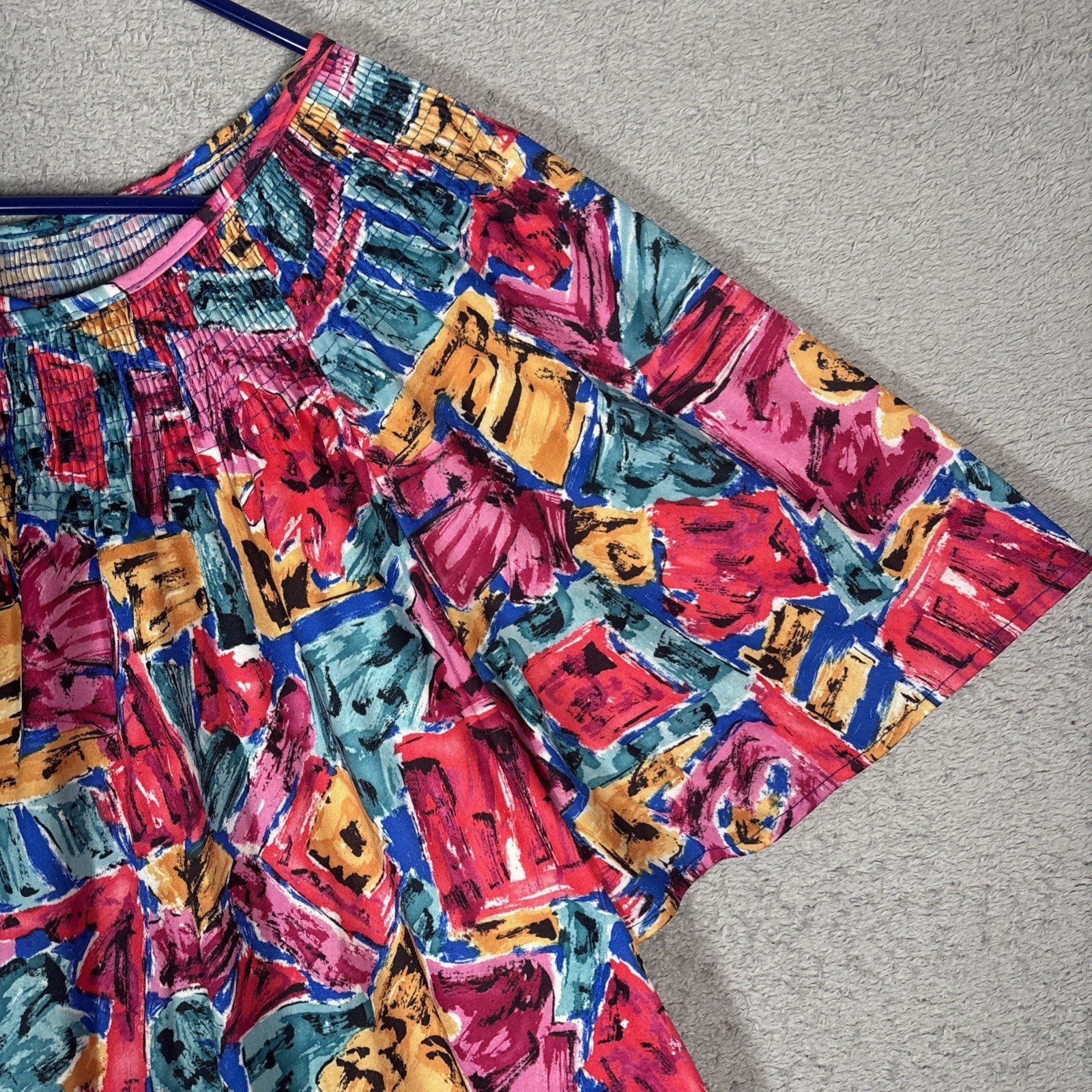 Just For Women Vintage 3X Muu Muu House Dress Pink Blue Abstract Floral USA