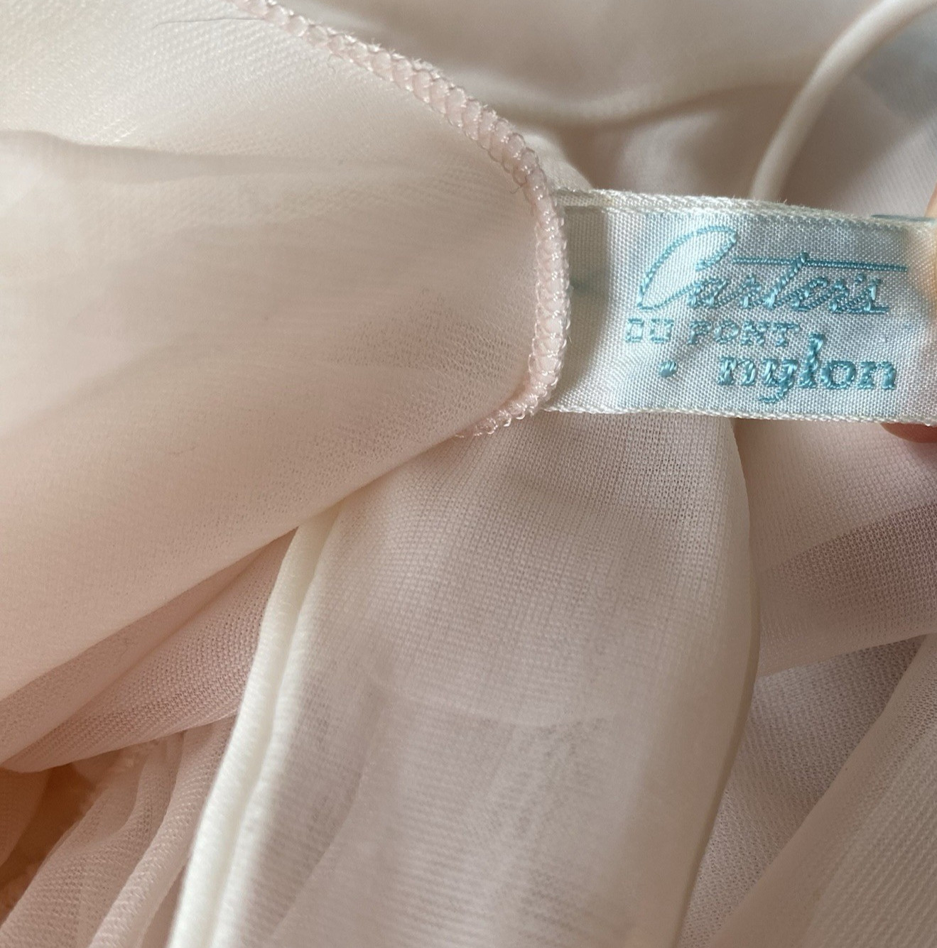 Vintage 50s Carters DuPont Nightgown Small Pink Nylon Beaded Wedding