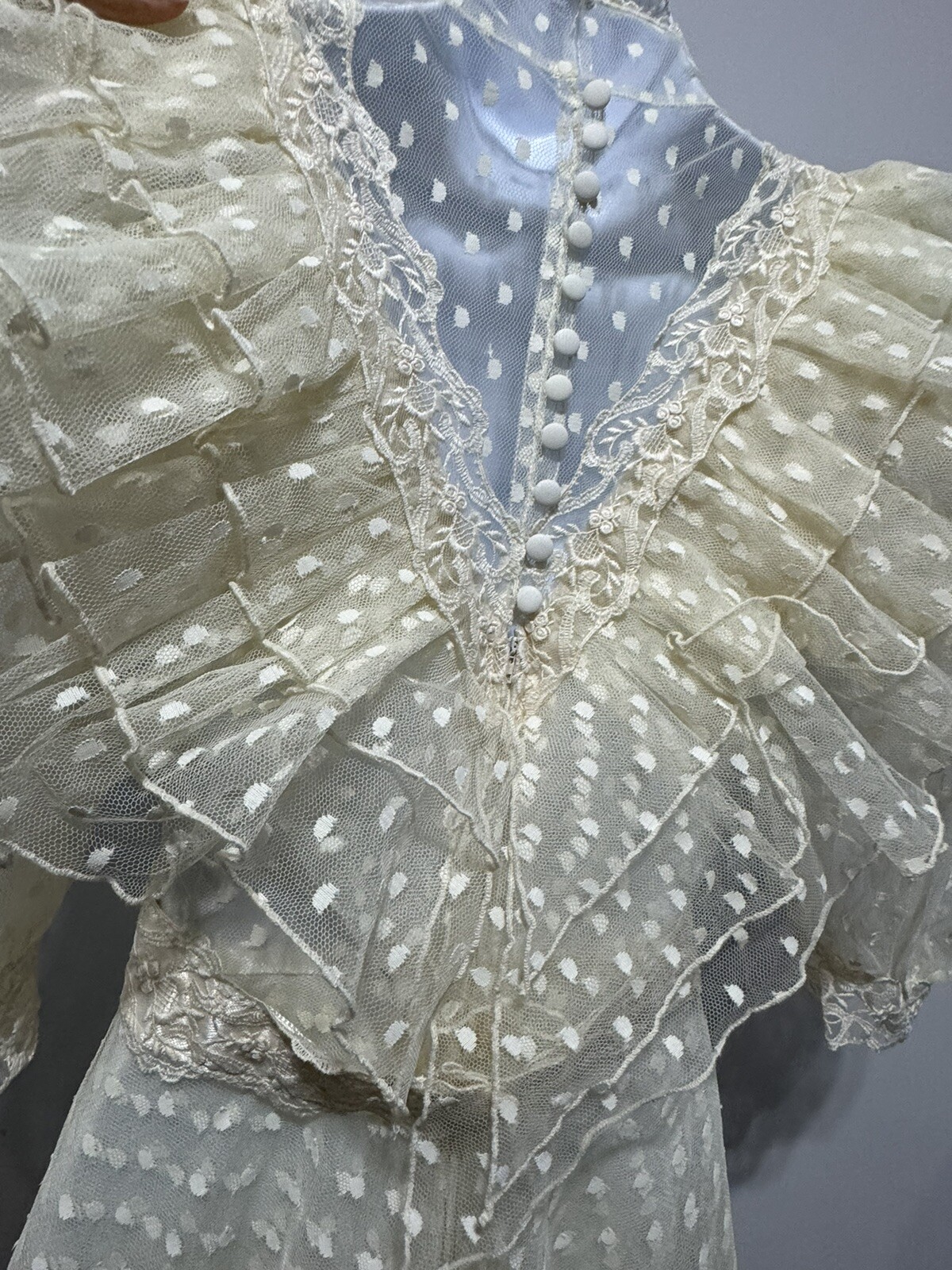 Susan Lane Country Elegance 1970 Lace ButtonBack Romantic Cottagecore Wedding 8