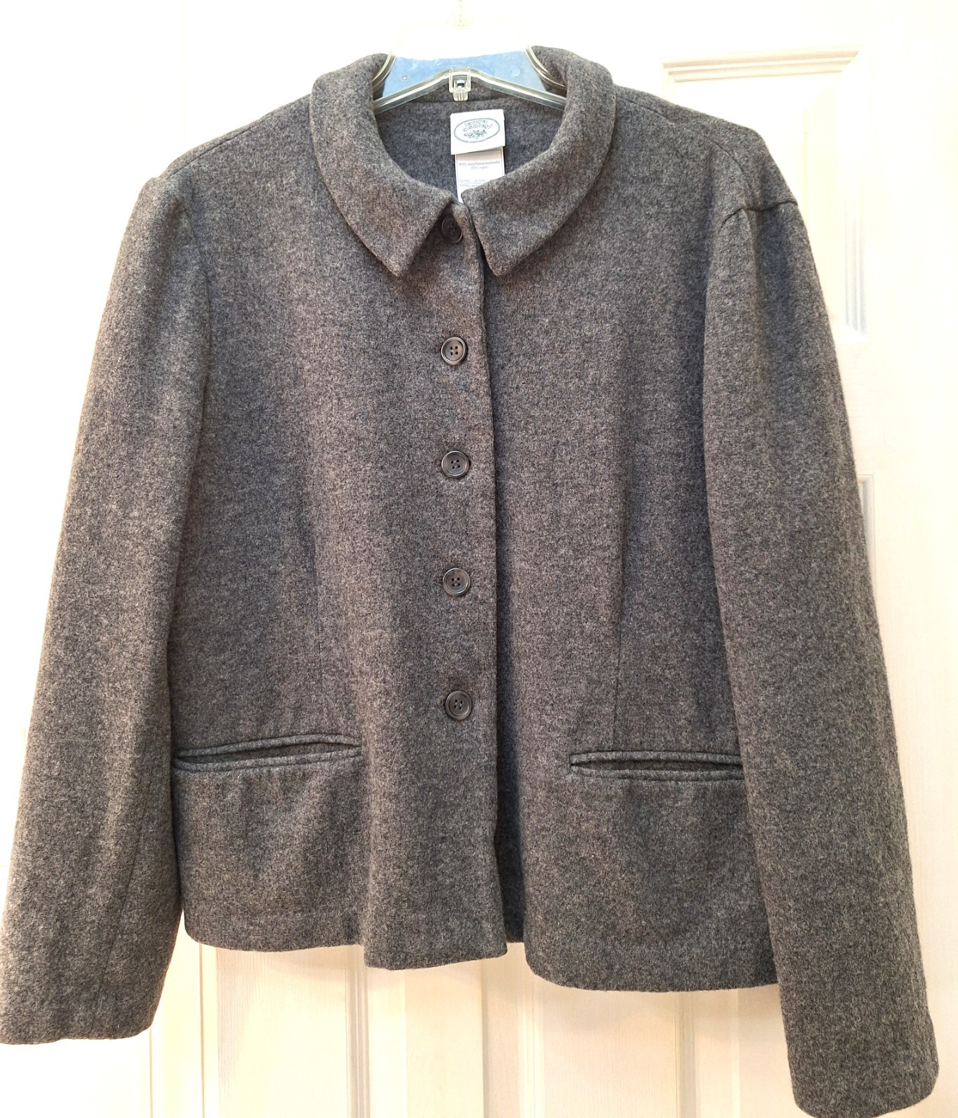 Laura Ashley Womens Sz Medium Wool Blend Gray Jacket Career Vintage