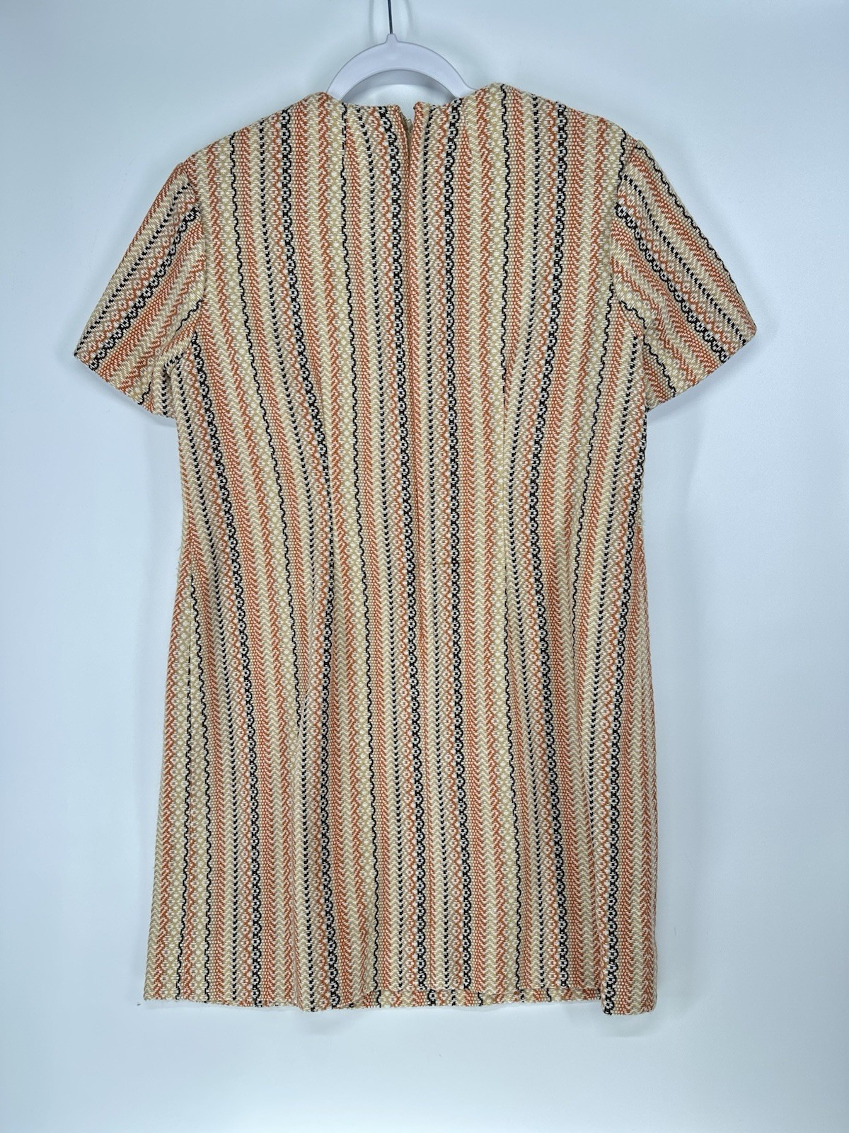Tailor Mitsui Shift Dress S M BeigeOrange Striped Vintage 60s 70s 80s Women Girl