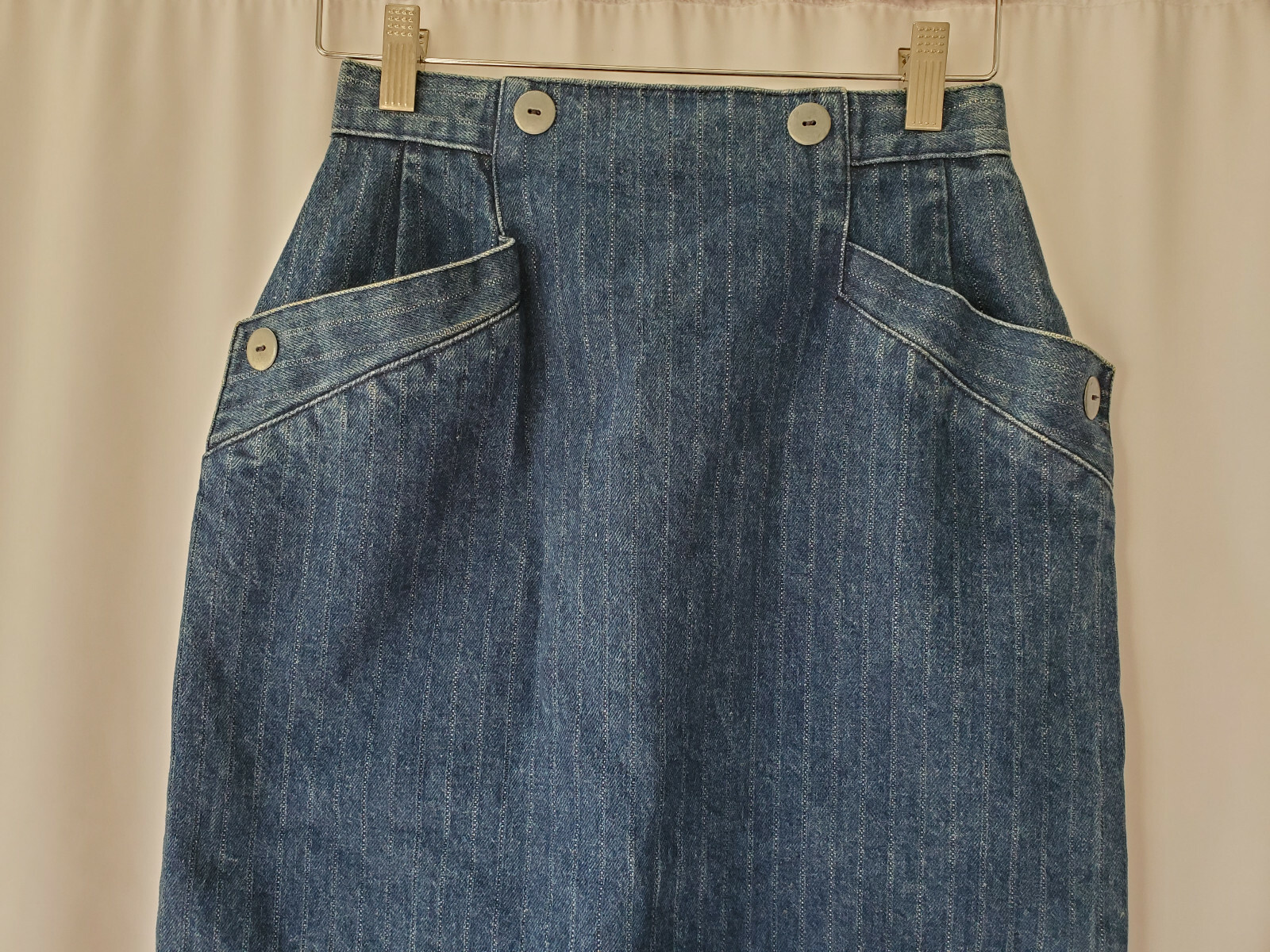 Vintage 80s Cascade Blues High Waist Pencil Denim Skirt XS