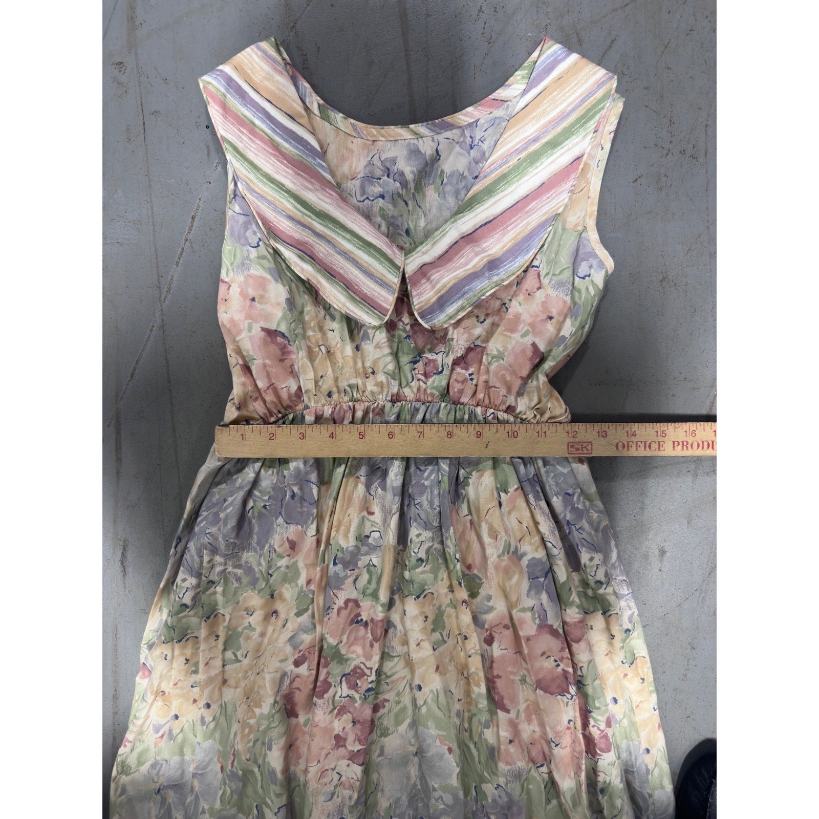 Vintage Floral Pastel Watercolor Cottagecore Sleeveless Midi Dress